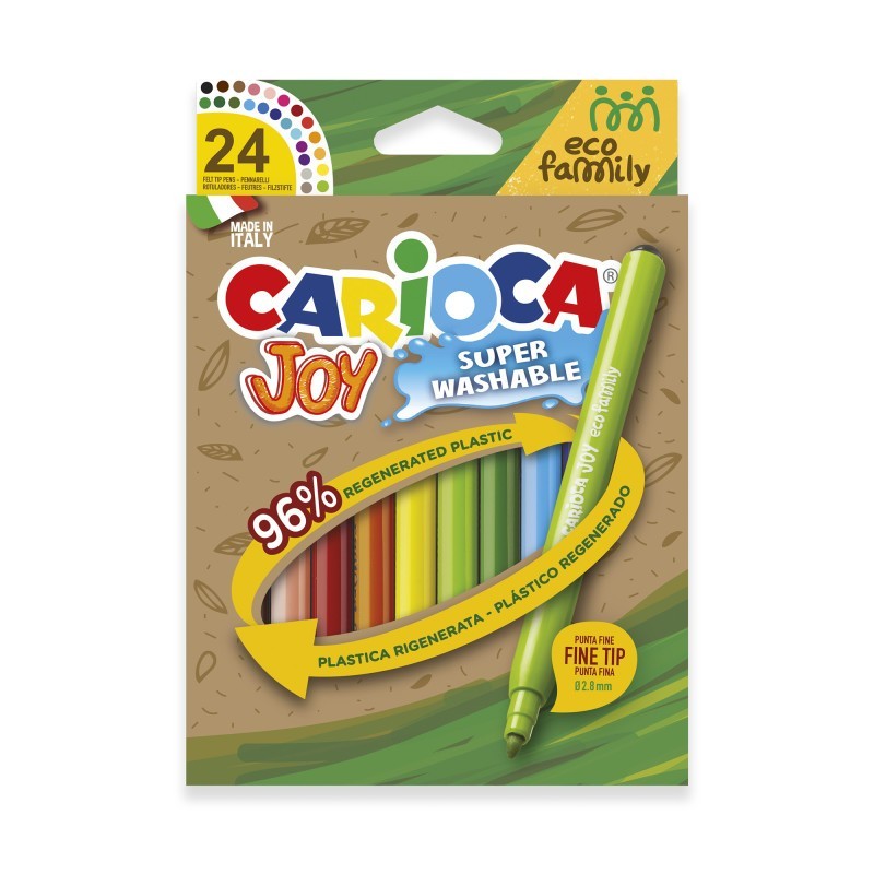 CARIOCA Eco Family Joy Fine Tip Washable Felt Tip Pens - 24 Pieces