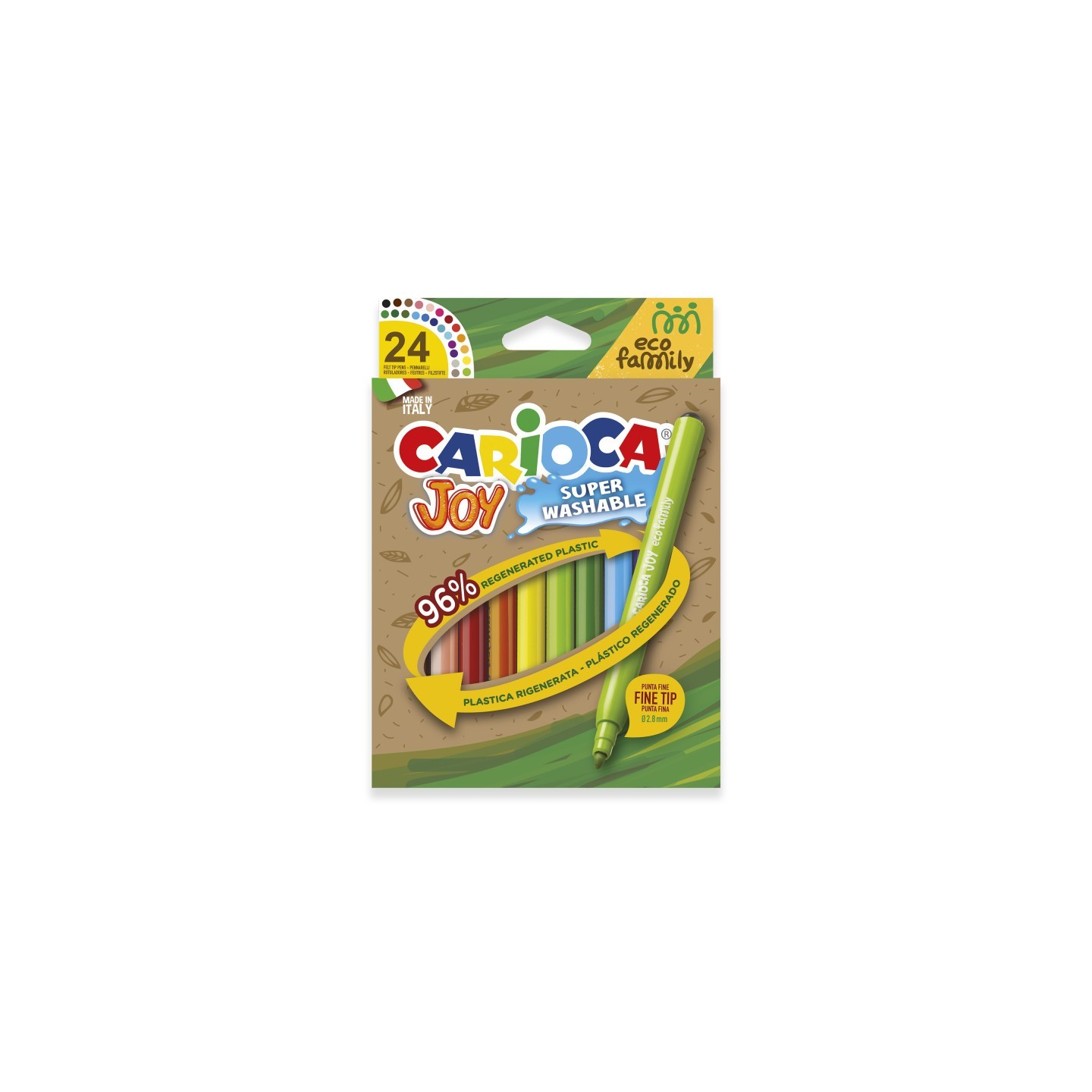 CARIOCA Eco Family Joy Fine Tip Washable Felt Tip Pens - 24 Pieces