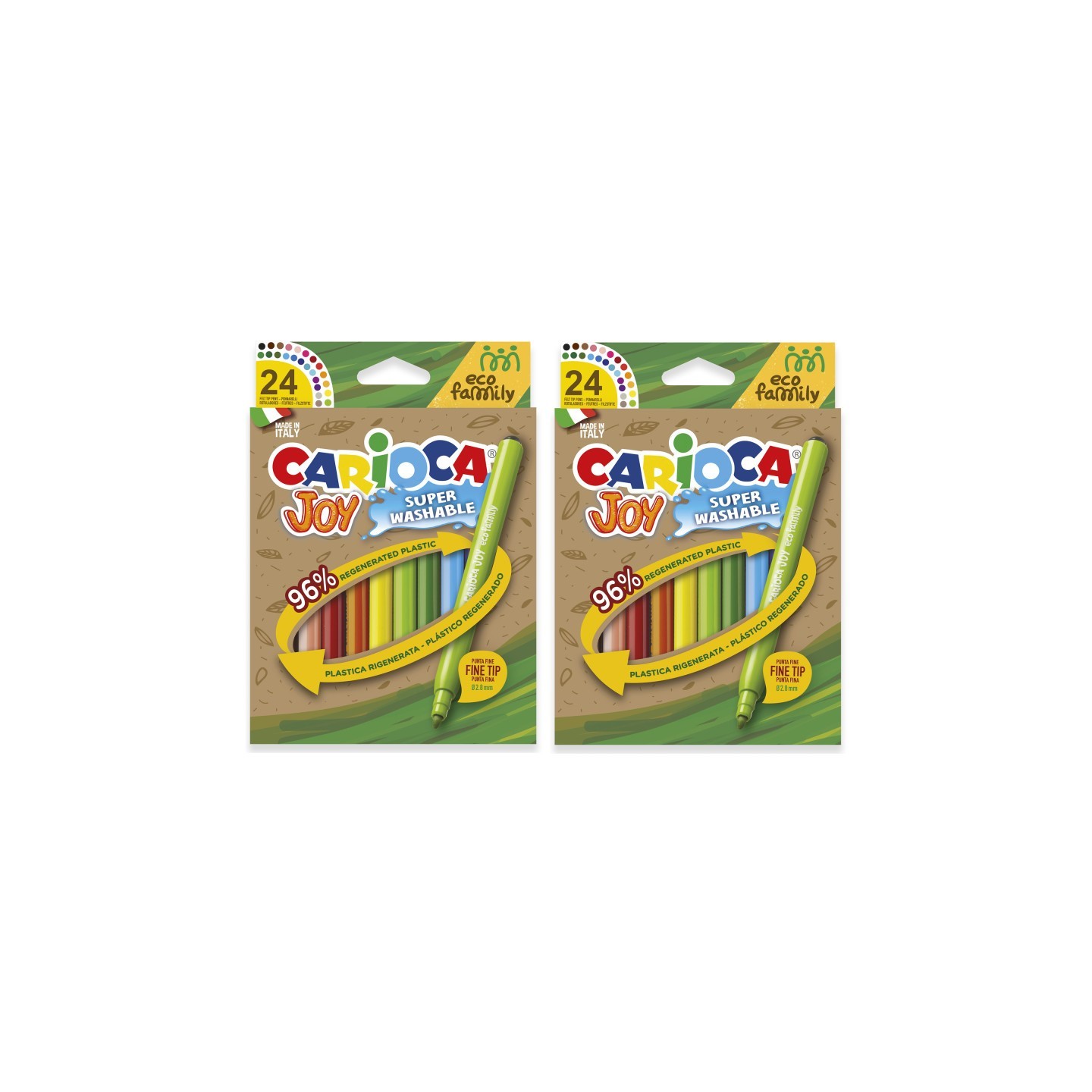 CARIOCA Eco Family Joy Fine Tip Washable Felt Tip Pens, 24 Per Pack, 2 Packs
