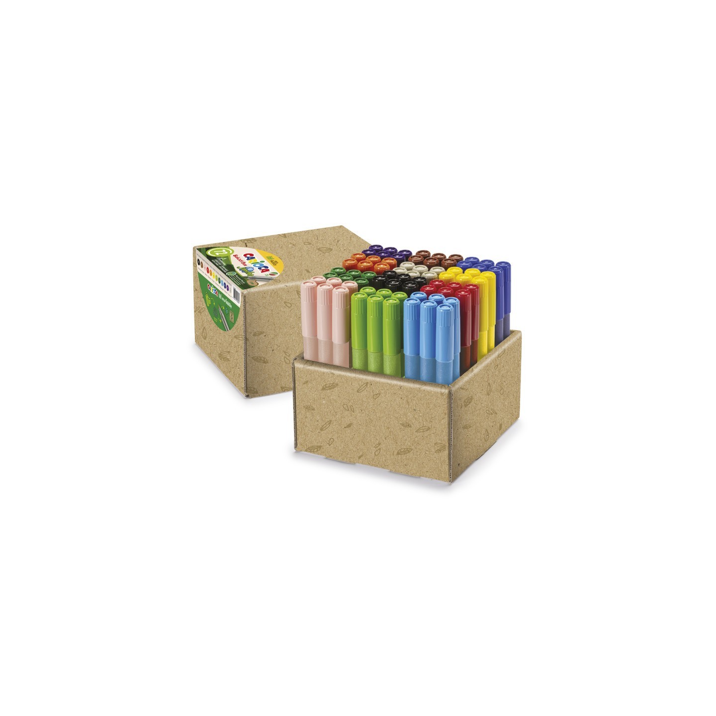 CARIOCA Eco Family Jumbo Maxi Tip Felt Tip Washable Pens School Box - 72 Pieces