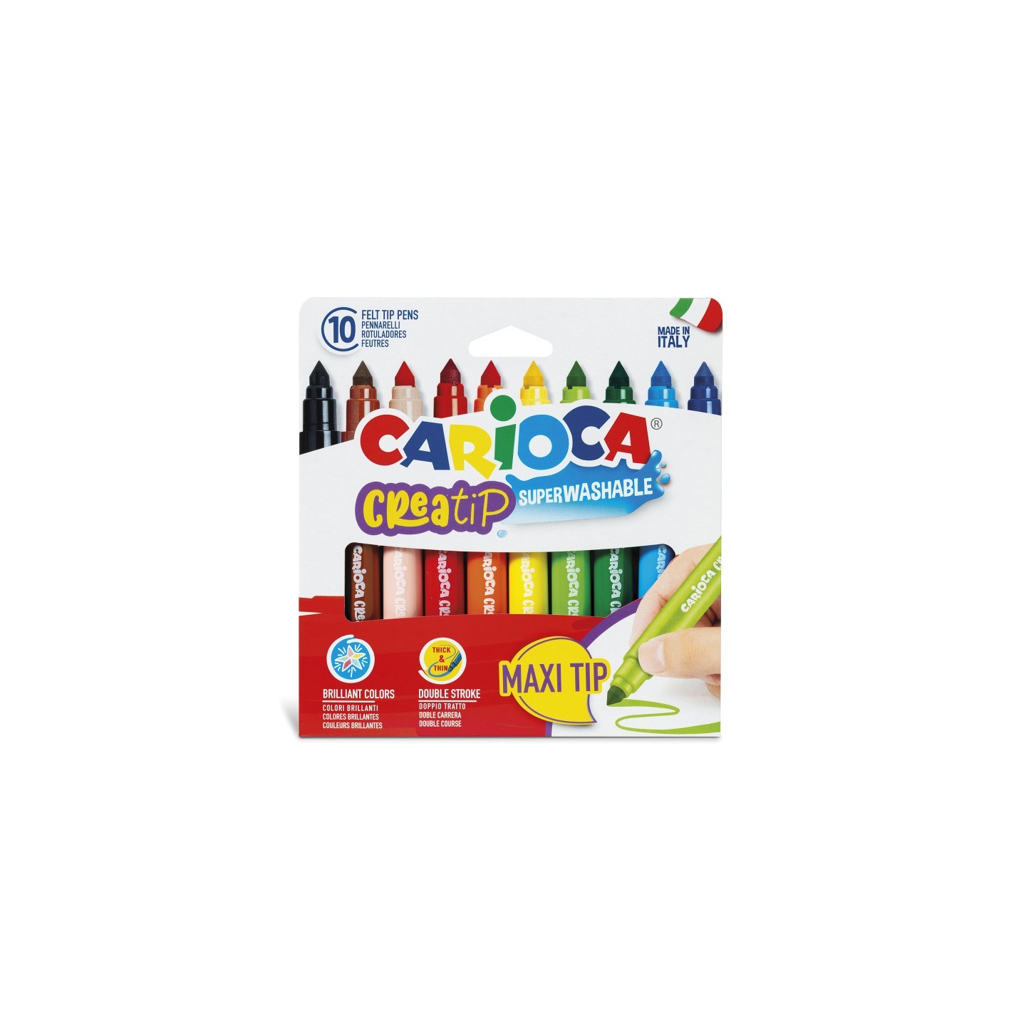 CARIOCA Creatip Maxi Tip Washable Felt Tip Pens - 10 Pieces