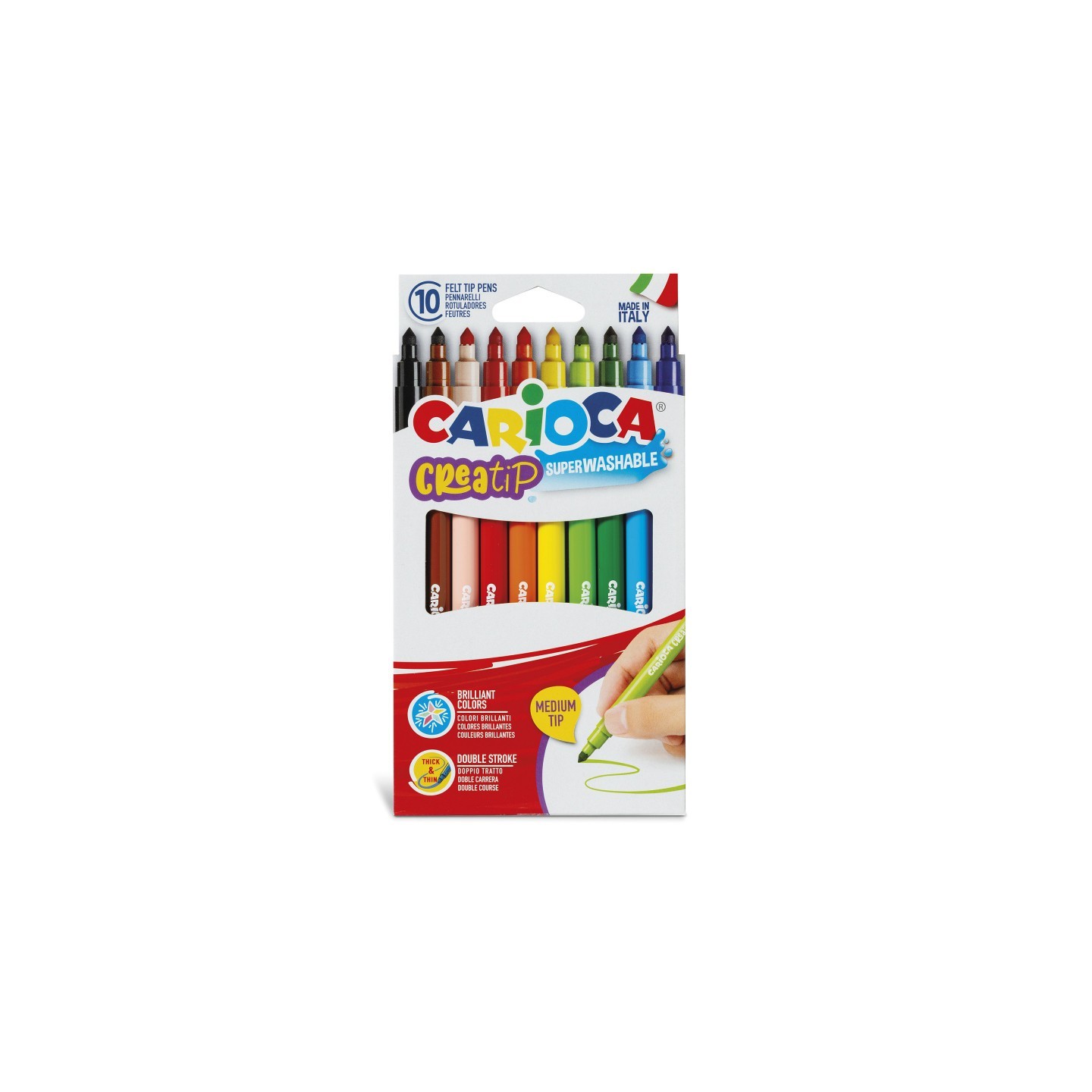 CARIOCA Creatip Medium Tip Washable Felt Tip Pens - 10 Pieces