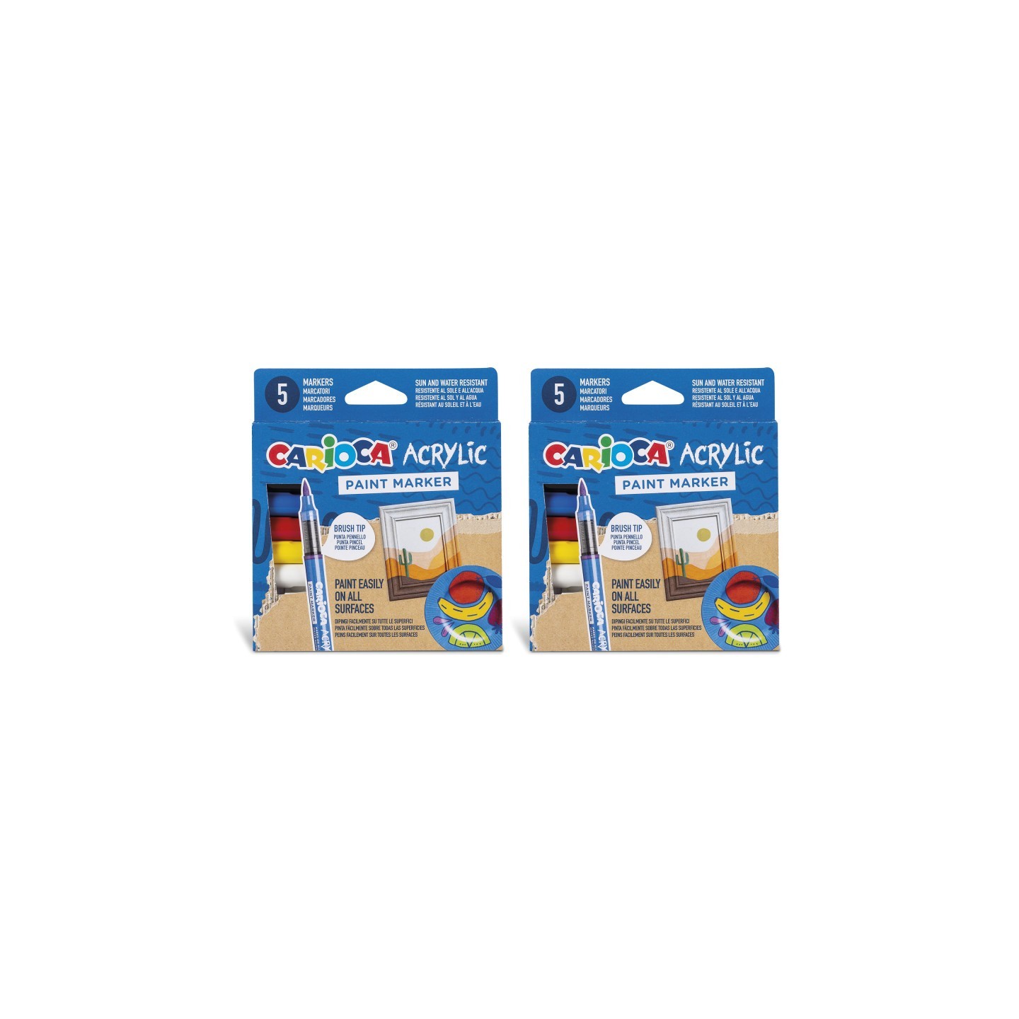 CARIOCA Acrylic Paint Markers, 5 Per Pack, 2 Packs