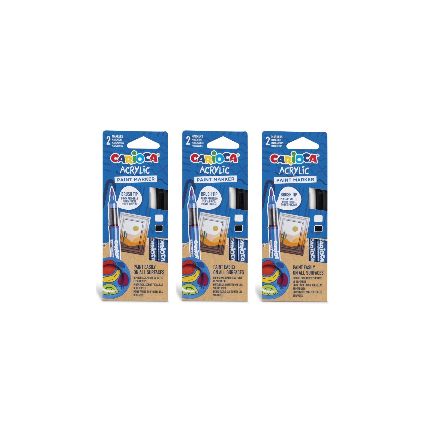 CARIOCA Acrylic Paint Markers, 2 Per Pack, 3 Packs