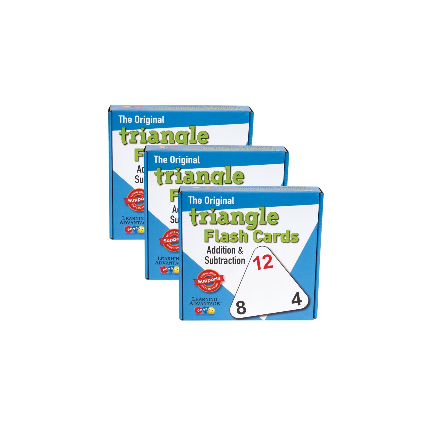 Learning Advantage® The Original Triangle Flash Cards - Addition & Subtraction - 20 Per Set - 3 Sets