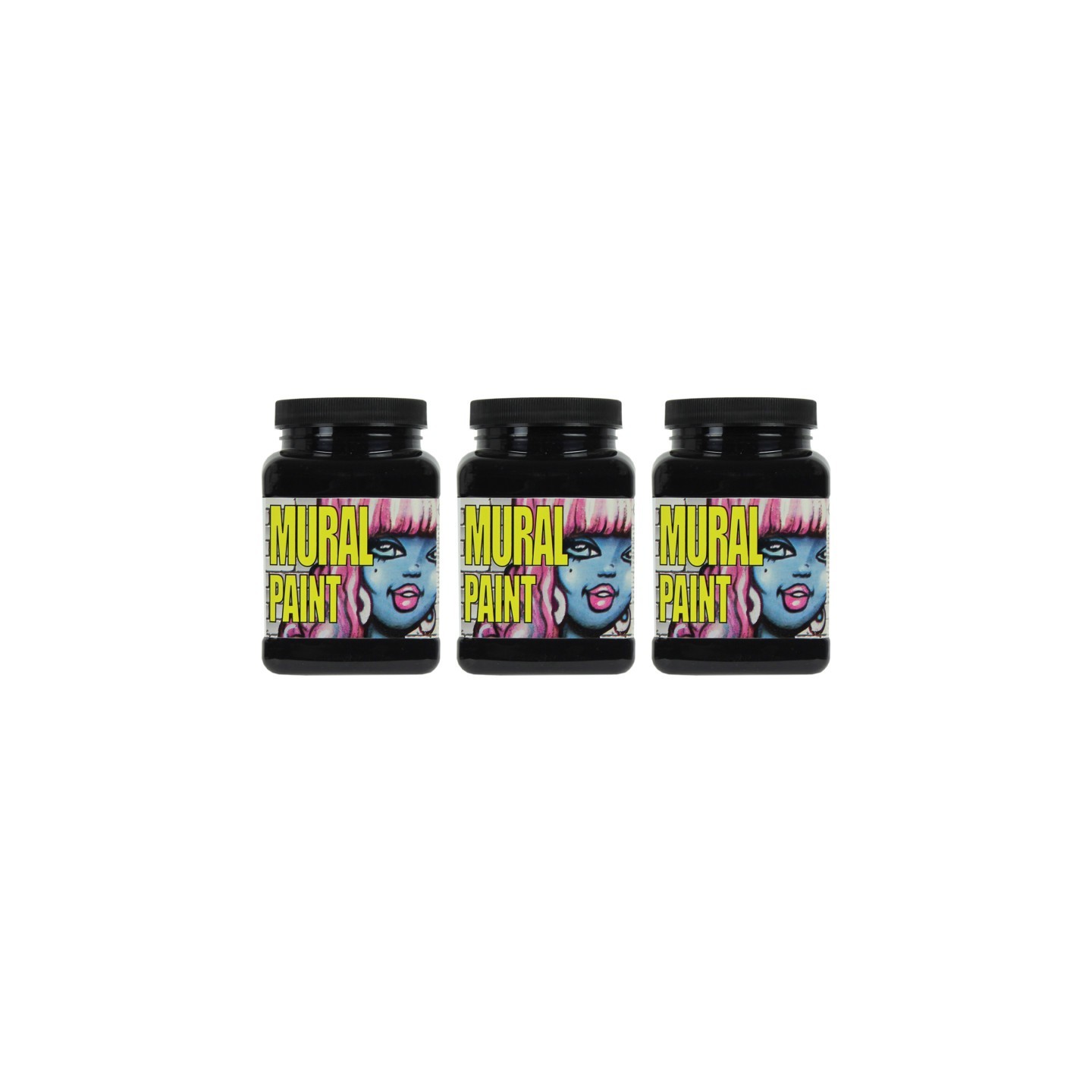 Chroma Mural Paint, Pint, Blacktop (Black), Pack of 3