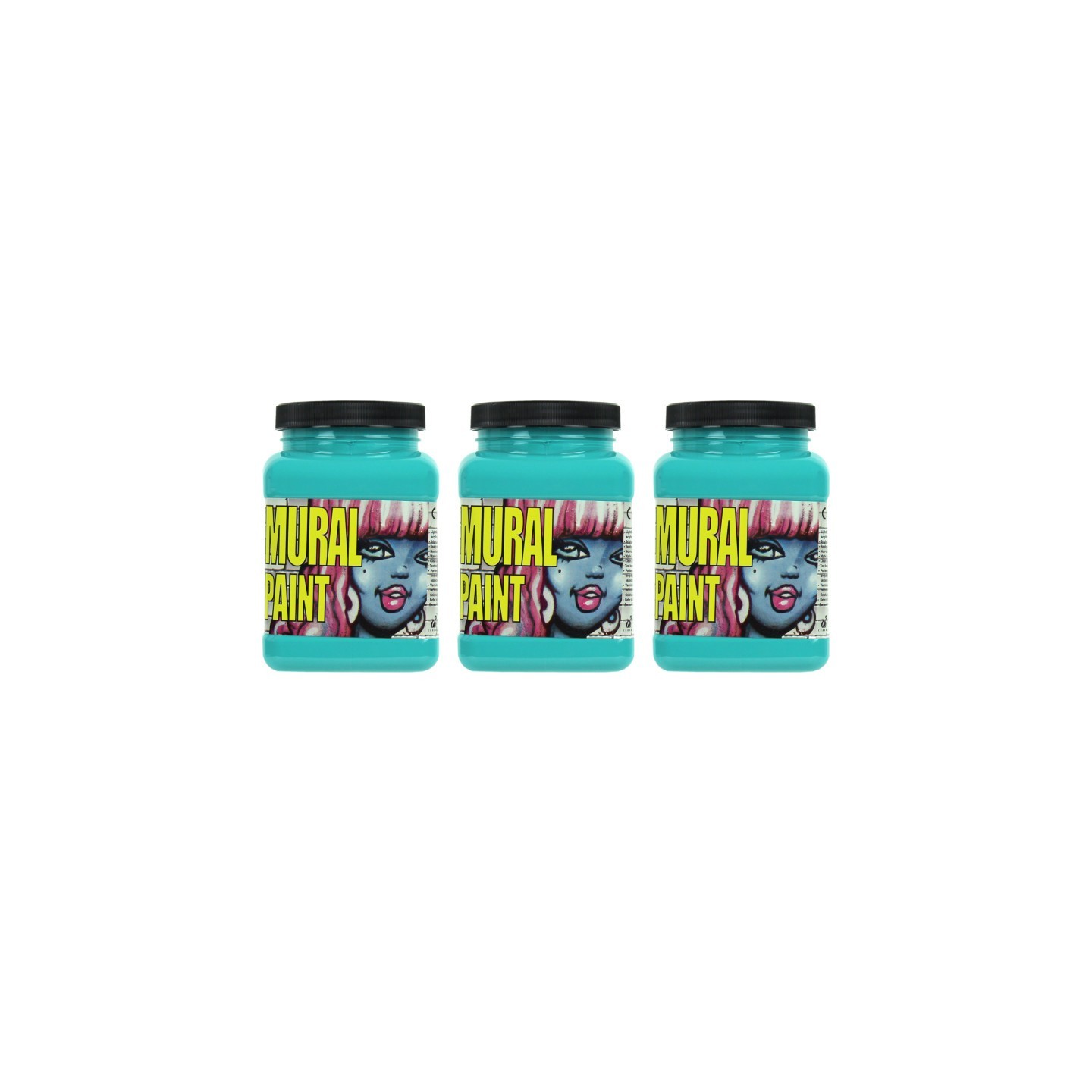 Chroma Mural Paint, Pint, Calypso (Cobalt Turquoise Light), Pack of 3
