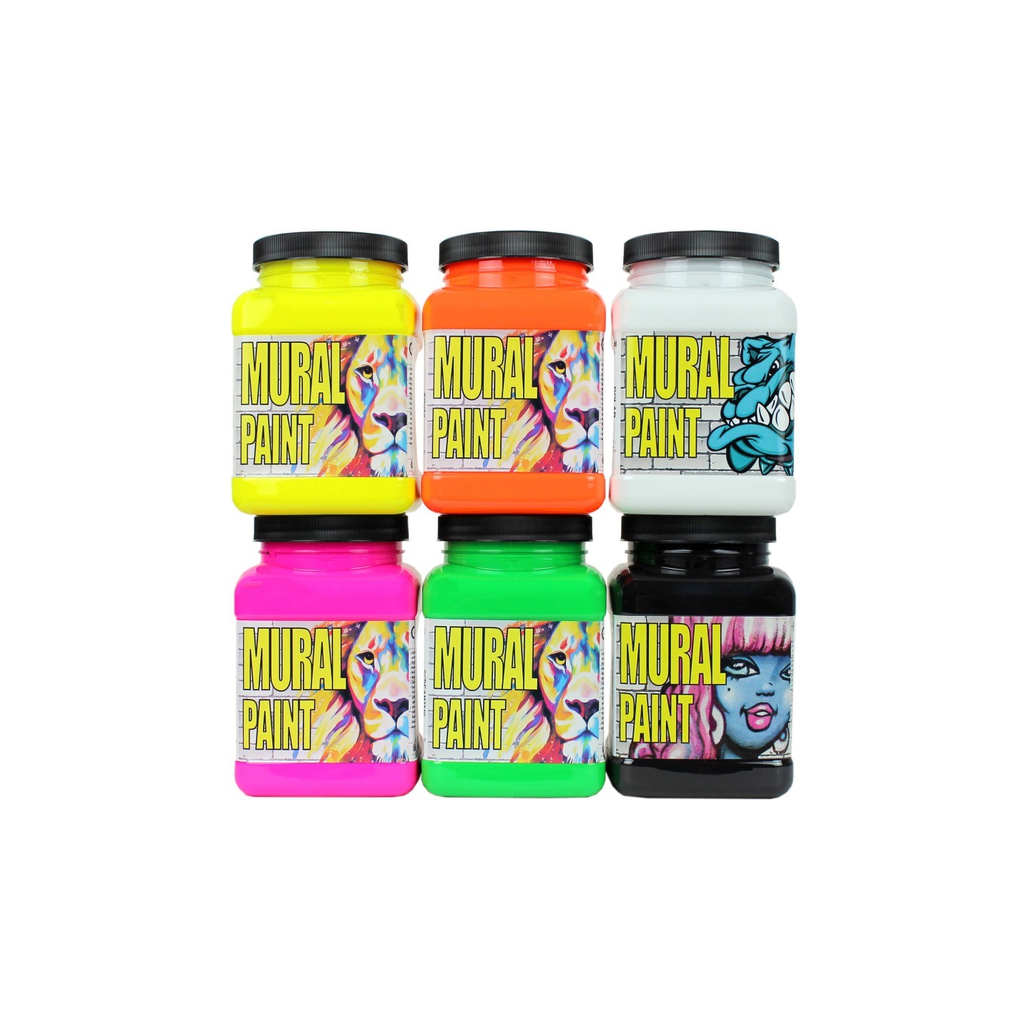 Chroma Mural Paint, Pint, 6 Neon Colors Set