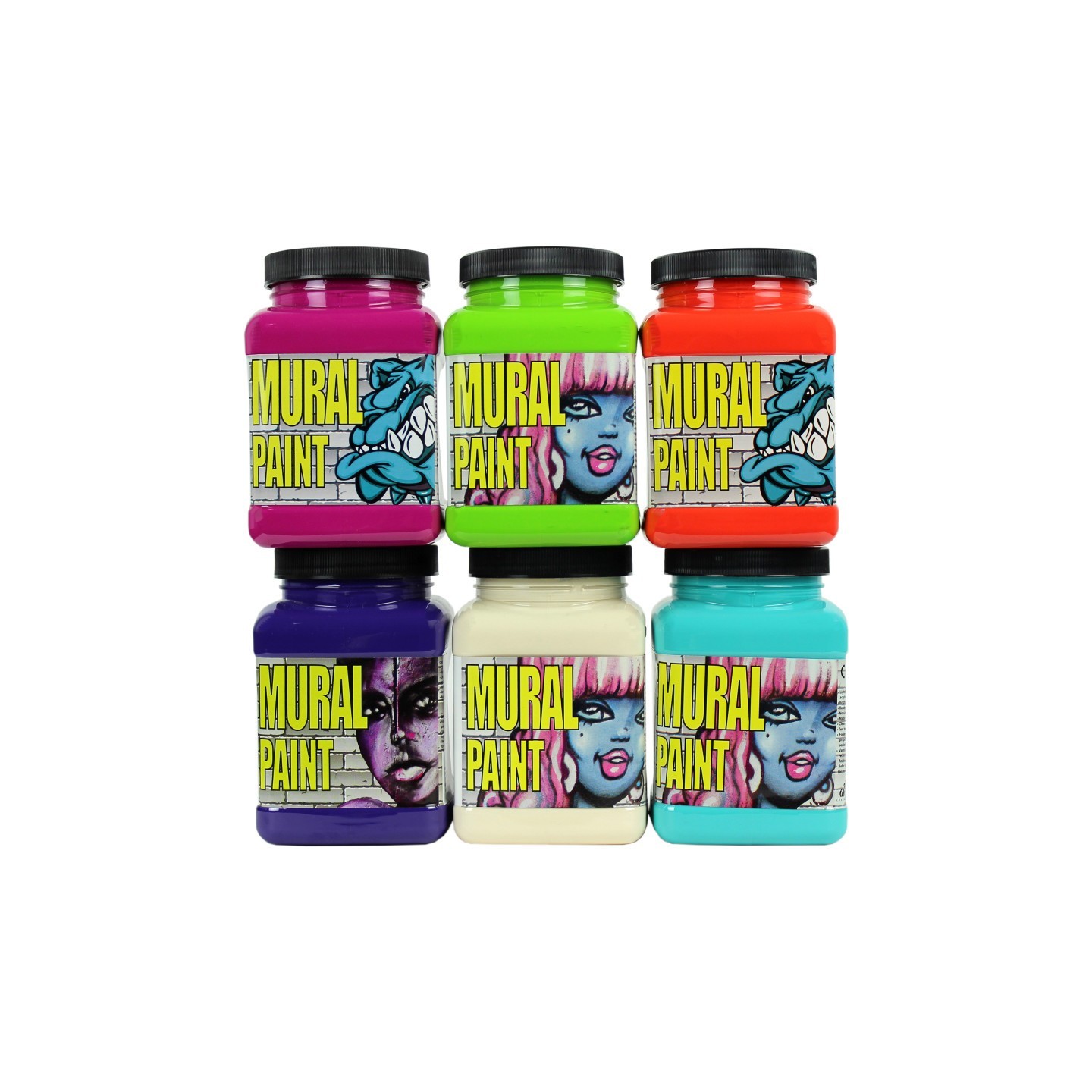 Chroma Mural Paint, Pint, 6 Bright Colors Set
