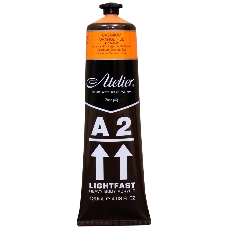 Atelier A2 Heavy Body Lightfast Artist Acrylic, 4 oz., Cadmium Orange Hue