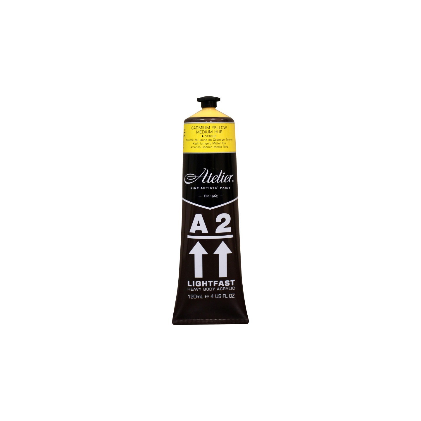 Atelier A2 Heavy Body Lightfast Artist Acrylic, 4 oz., Cadmium Yellow Medium Hue