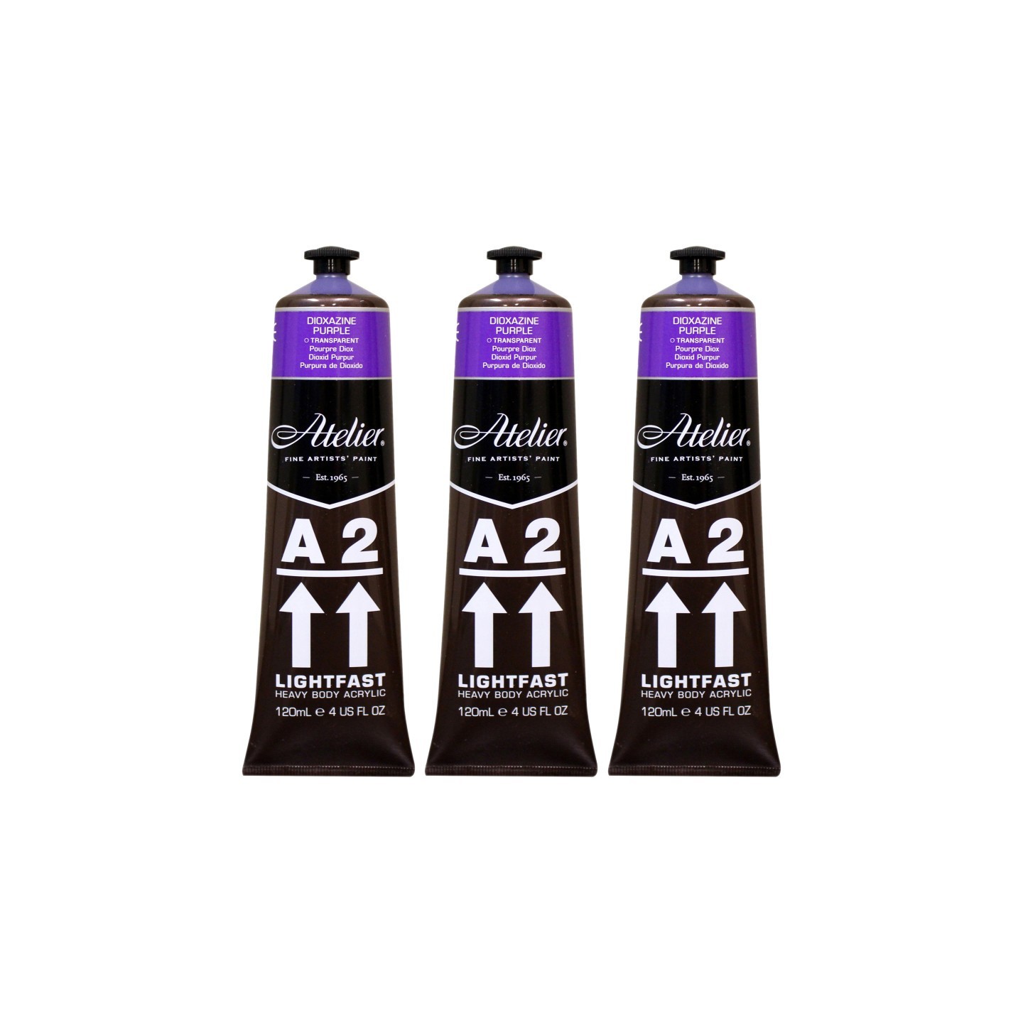 Atelier A2 Heavy Body Lightfast Artist Acrylic, 4 oz., Dioxazine Purple Hue, Pack of 3