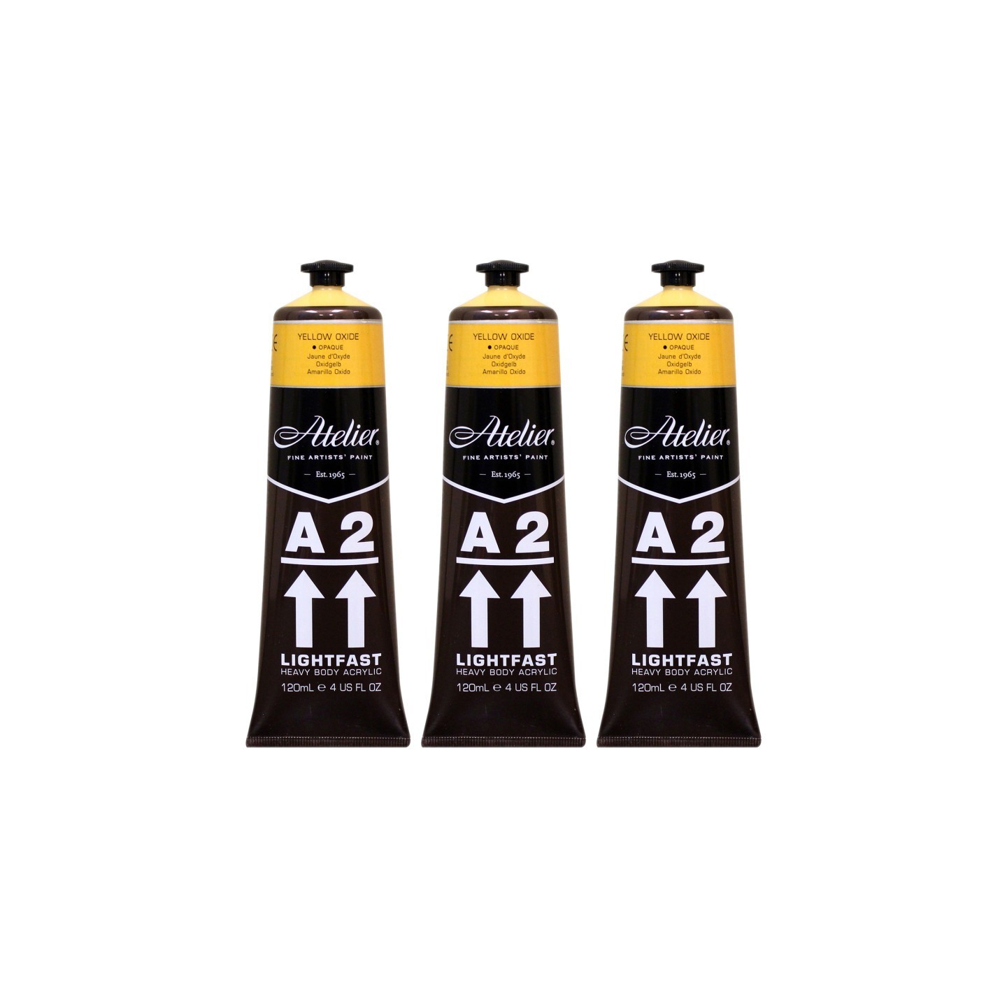 Atelier A2 Heavy Body Lightfast Artist Acrylic, 4 oz., Yellow Oxide, Pack of 3