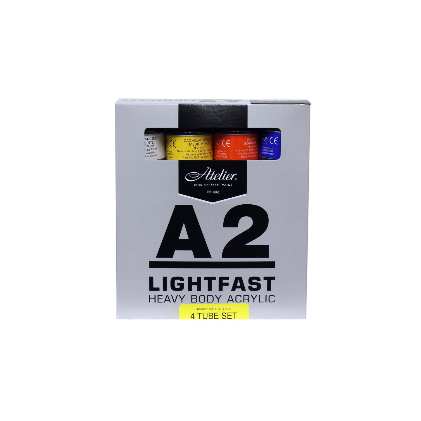 Atelier A2 Heavy Body Lightfast Artist Acrylic, 120 ml Tubes, 4 Color Set