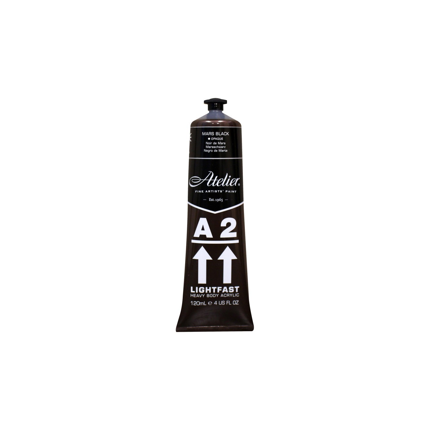 Atelier A2 Heavy Body Lightfast Artist Acrylic, 4 oz., Mars Black