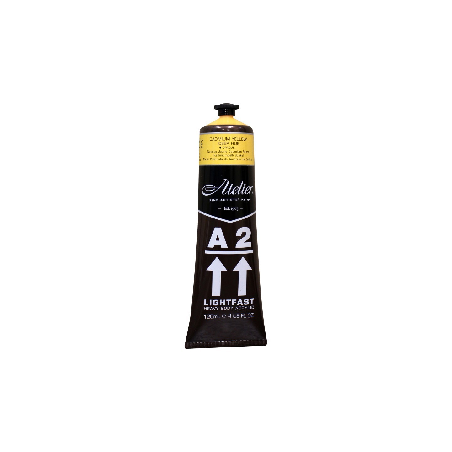 Atelier A2 Heavy Body Lightfast Artist Acrylic, 4 oz., Cadmium Yellow Deep Hue