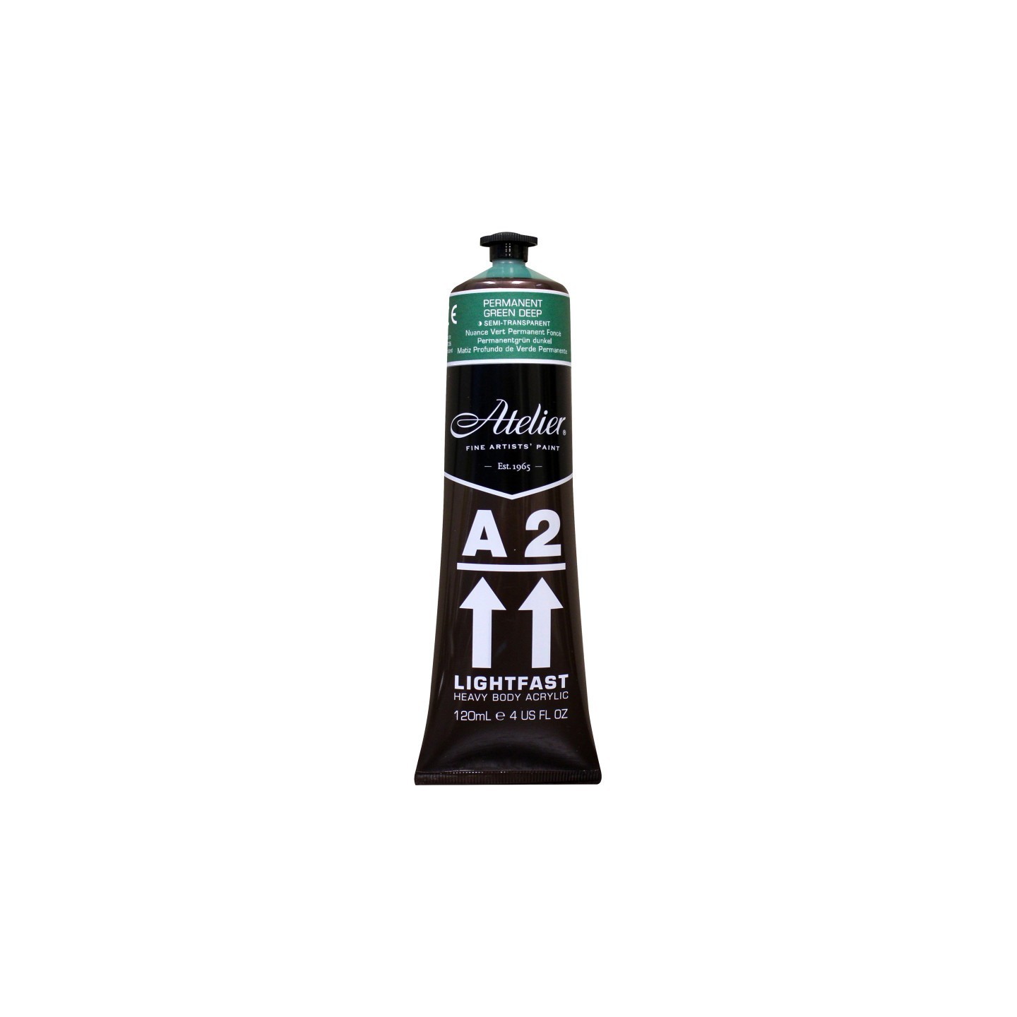 Atelier A2 Heavy Body Lightfast Artist Acrylic, 4 oz., Permanent Green Deep Hue
