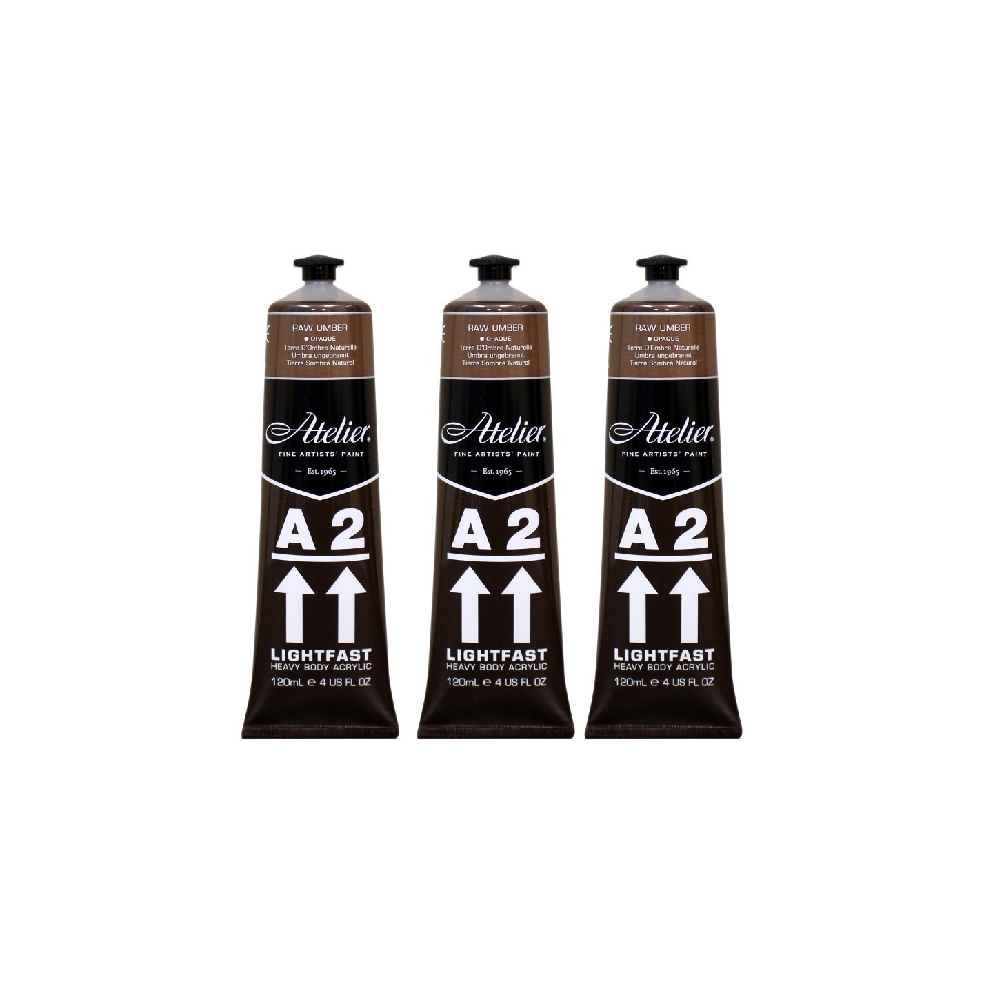 Atelier A2 Heavy Body Lightfast Artist Acrylic, 4 oz., Raw Umber, Pack of 3