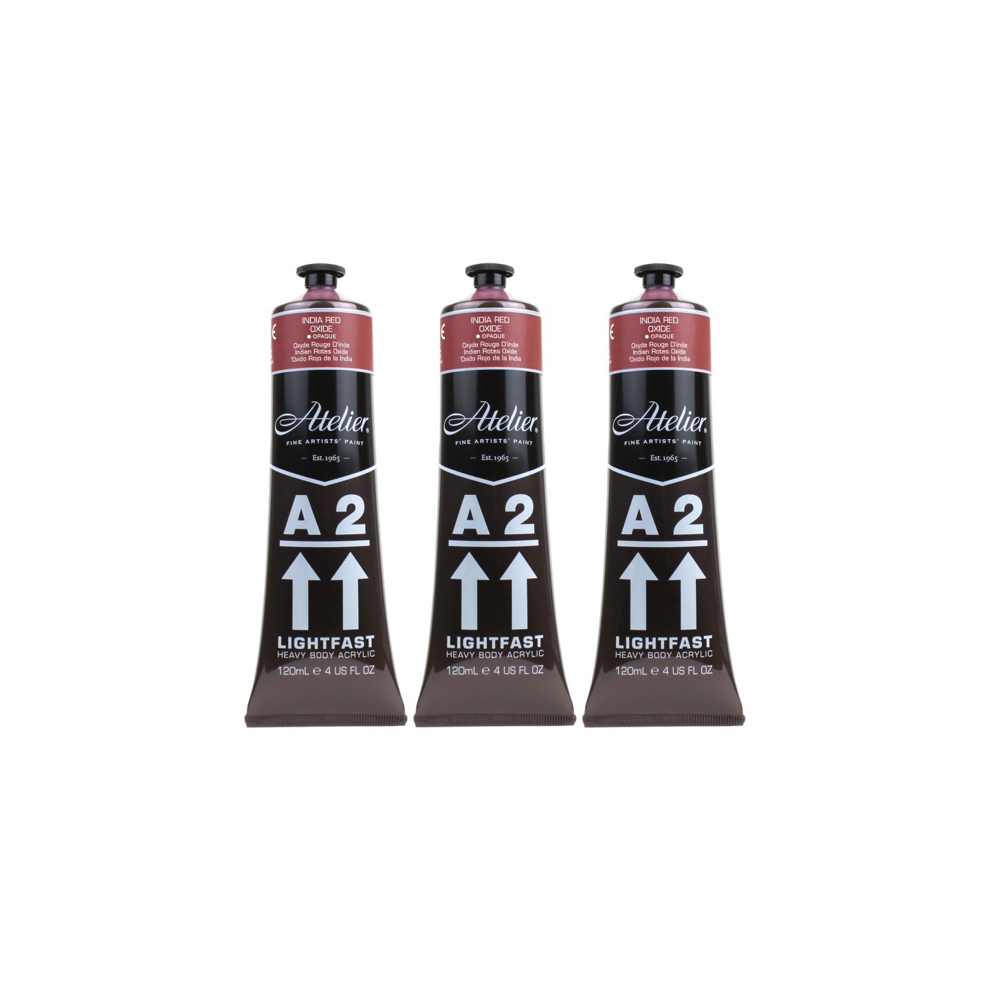 Atelier A2 Heavy Body Lightfast Artist Acrylic, 4 oz., India Red Oxide, Pack of 3