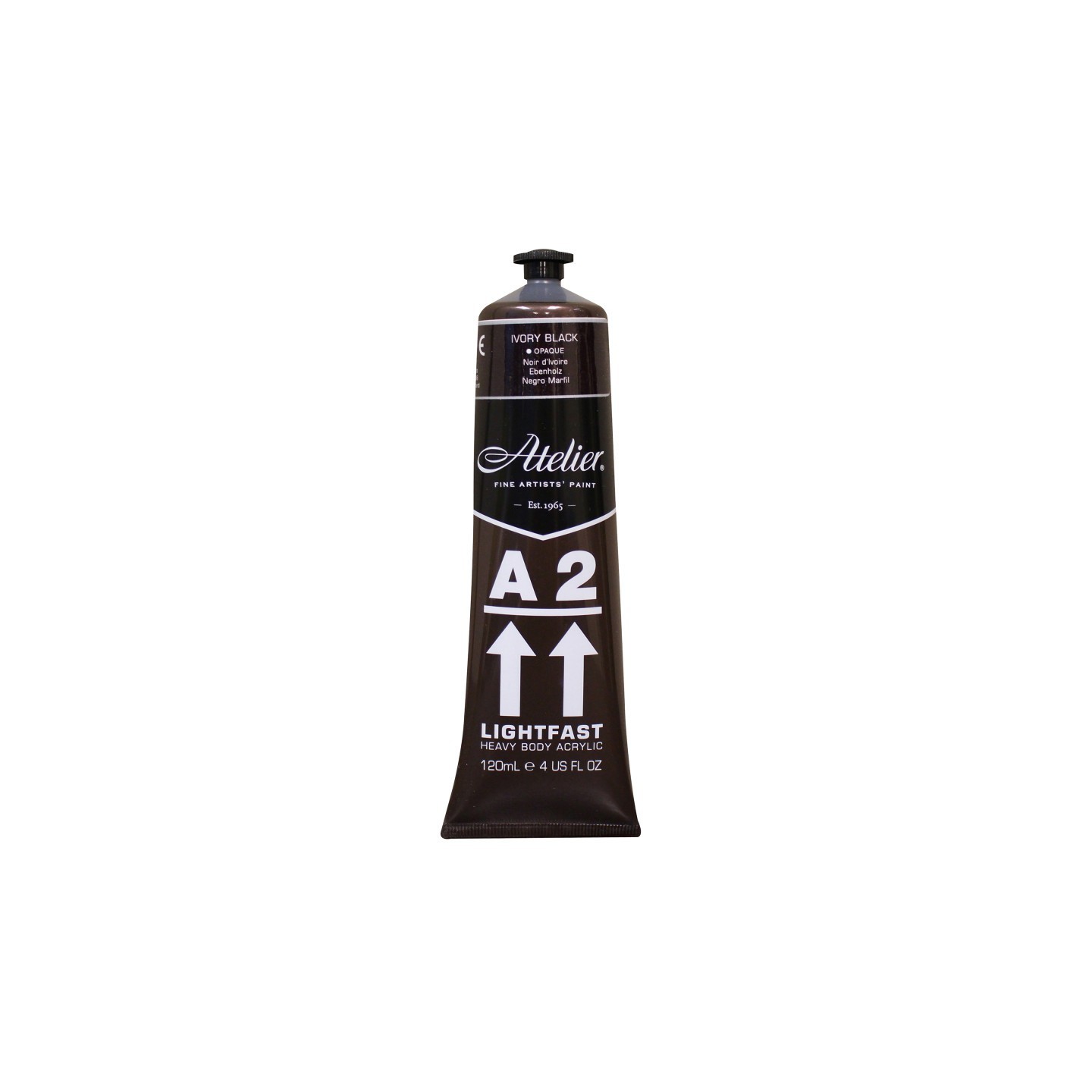 Atelier A2 Heavy Body Lightfast Artist Acrylic, 4 oz., Ivory Black