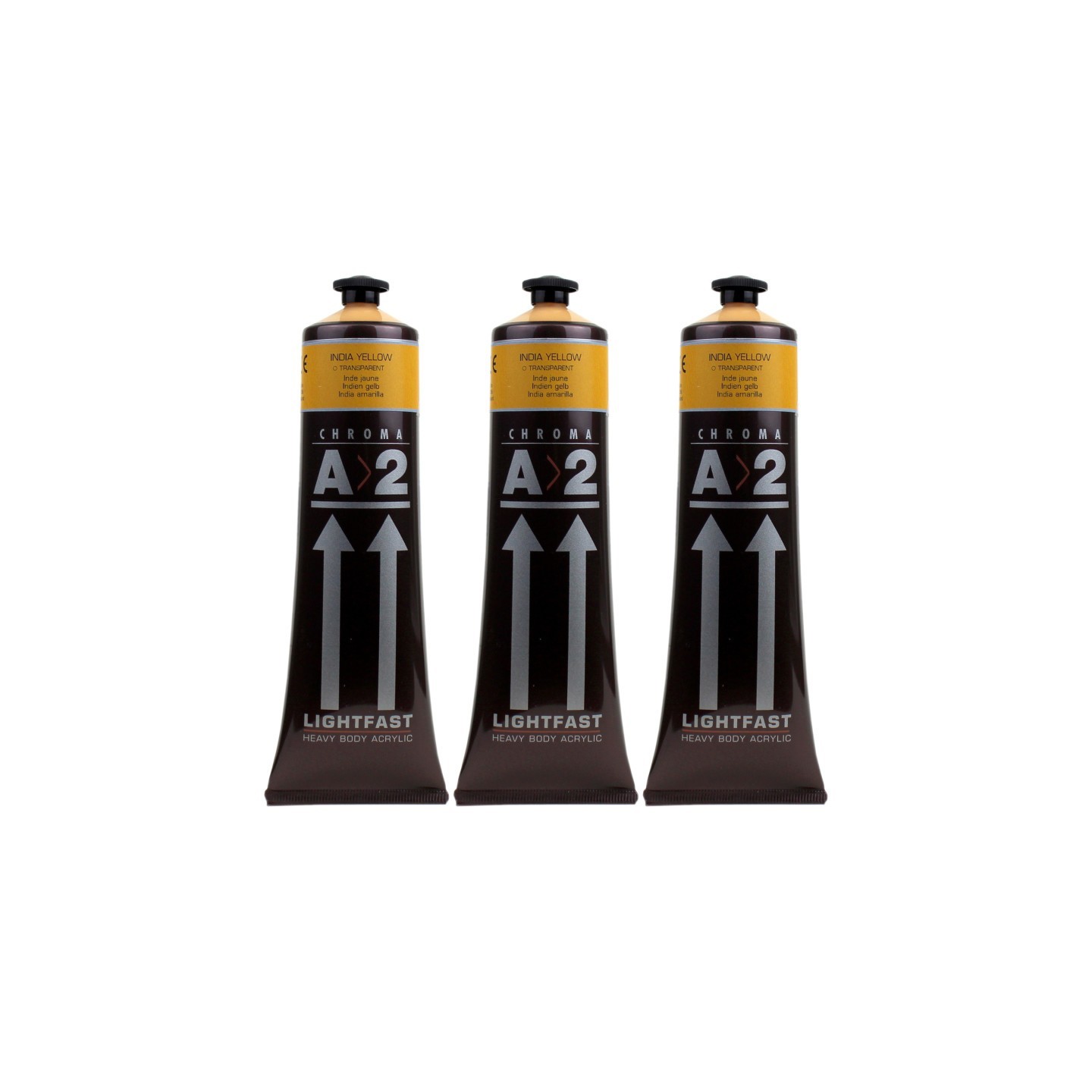 Atelier A2 Heavy Body Lightfast Artist Acrylic, 4 oz., India Yellow Hue, Pack of 3