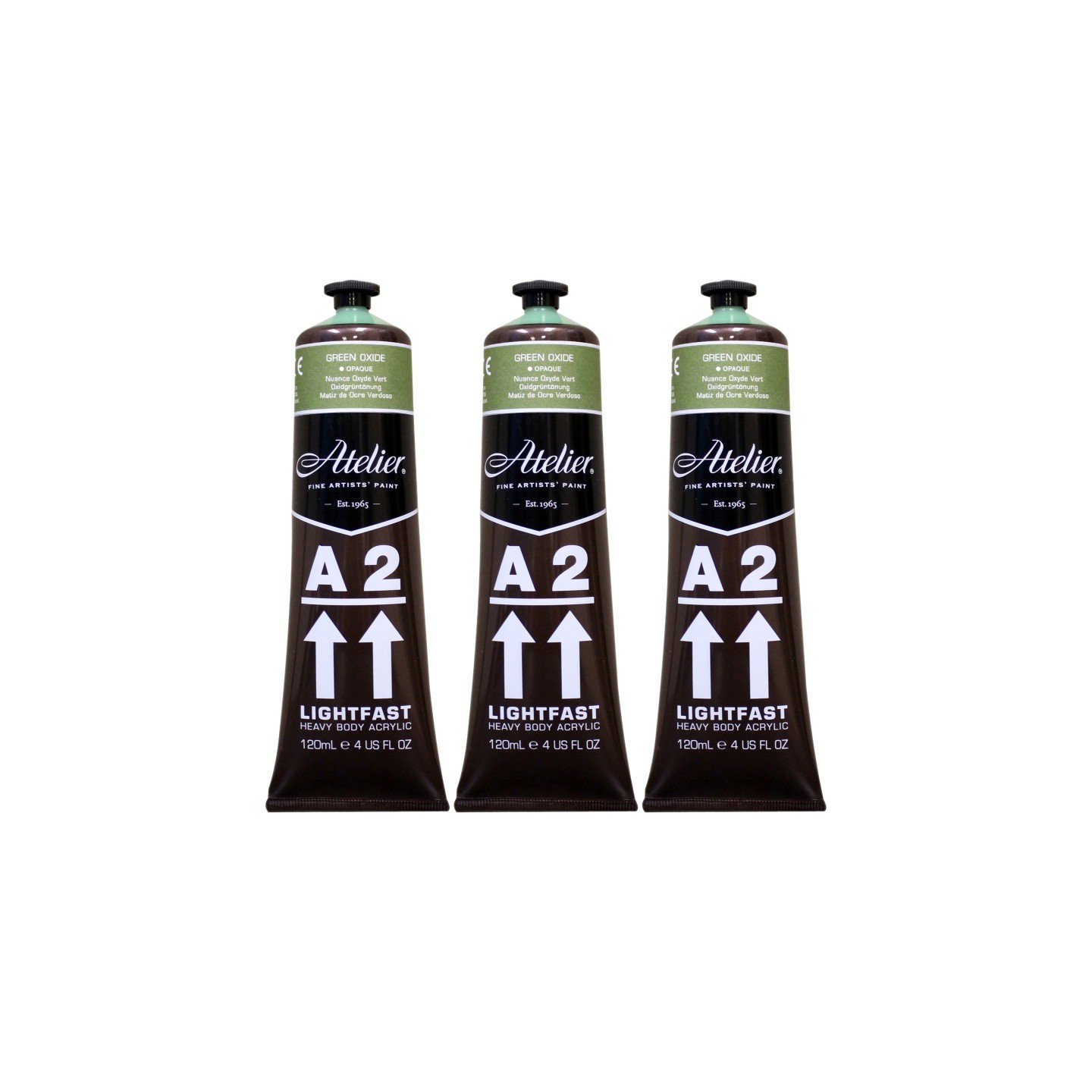 Atelier A2 Heavy Body Lightfast Artist Acrylic, 4 oz., Green Oxide Hue, Pack of 3