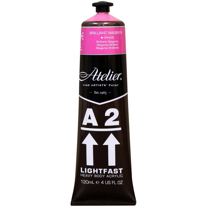 Atelier A2 Heavy Body Lightfast Artist Acrylic, 4 oz., Brilliant Magenta