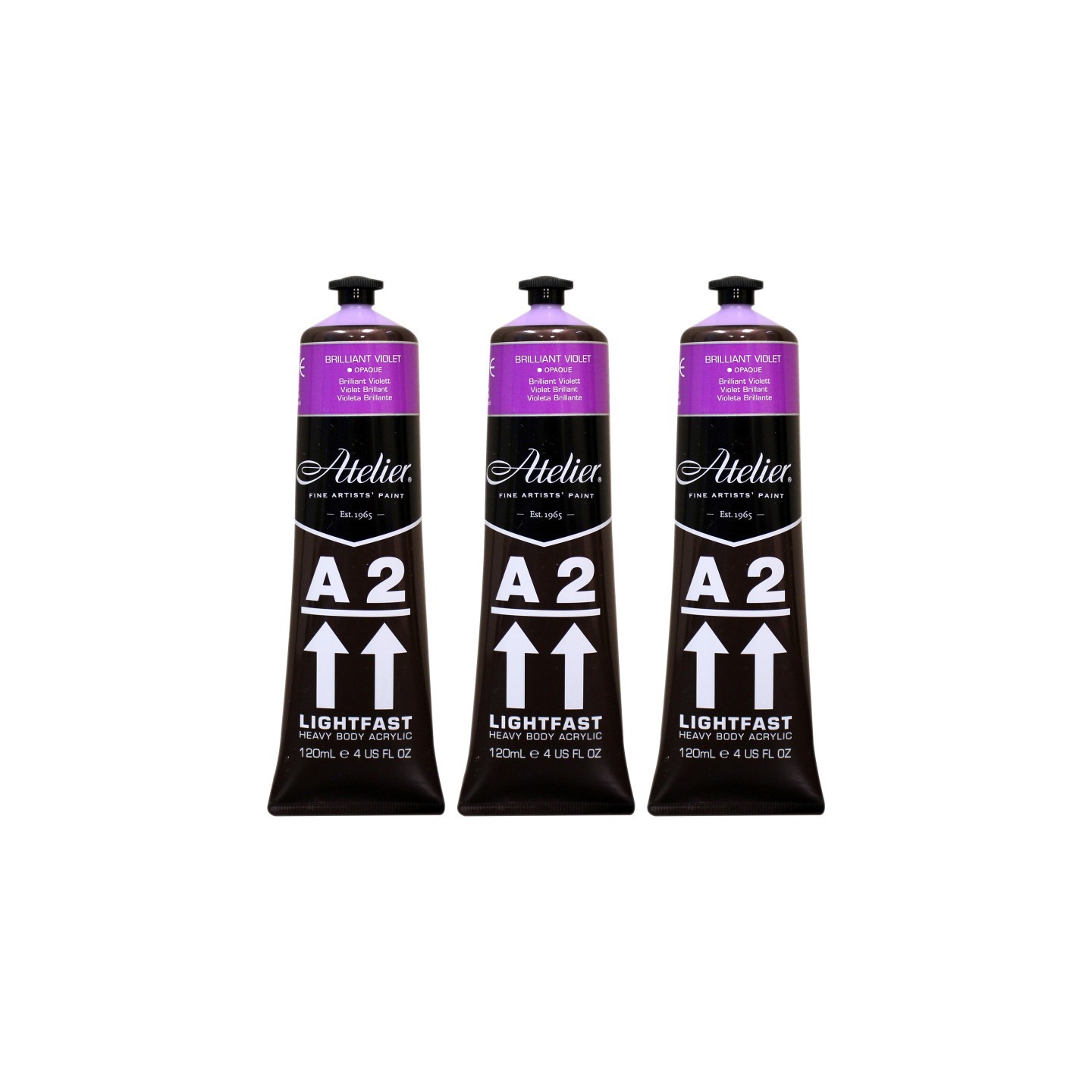 Atelier A2 Heavy Body Lightfast Artist Acrylic, 4 oz., Brilliant Violet, Pack of 3