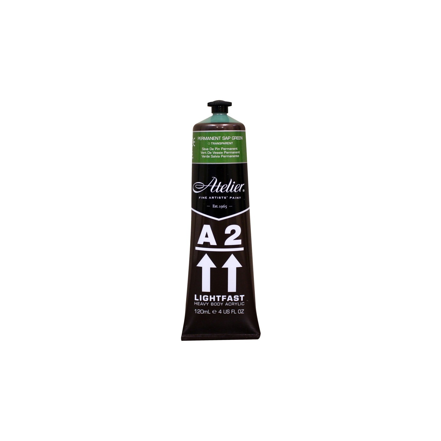 Atelier A2 Heavy Body Lightfast Artist Acrylic, 4 oz., Permanent Sap Green