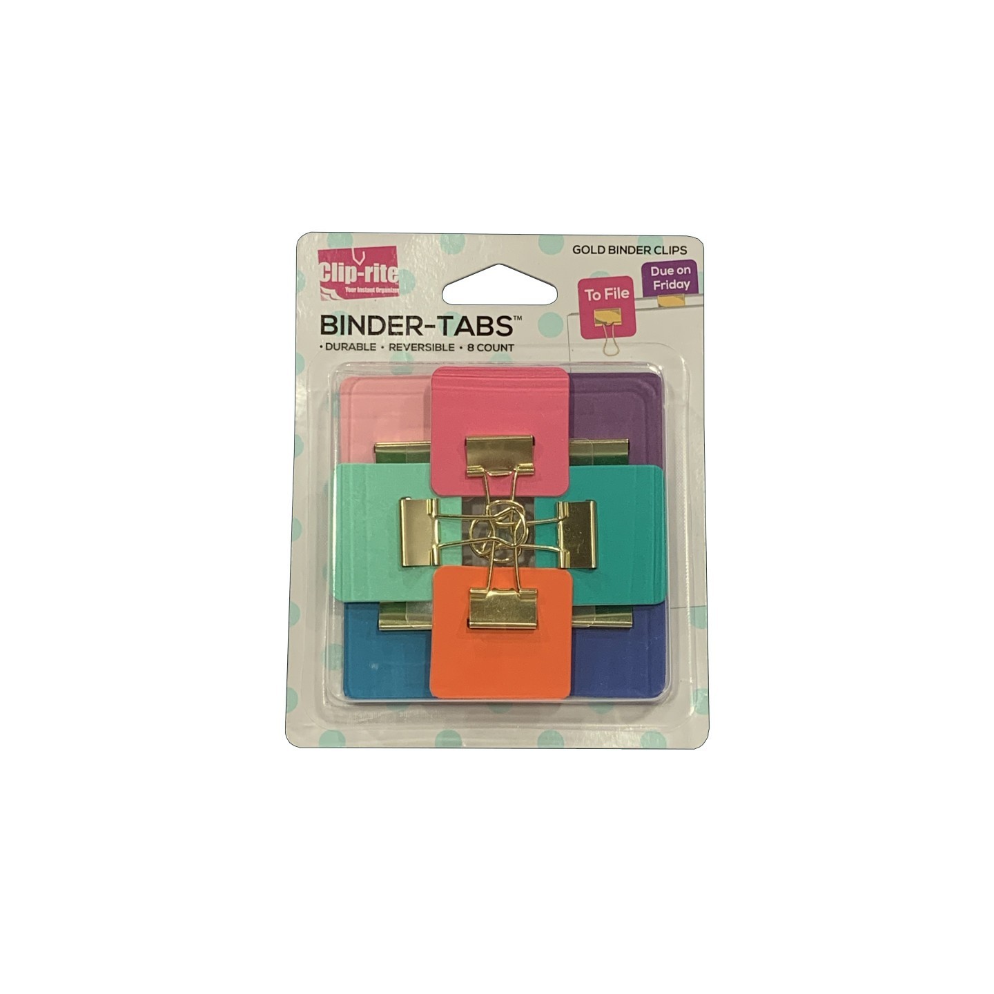 Clip-rite Binder Tabs, Assorted Gold Plated, Pack of 8
