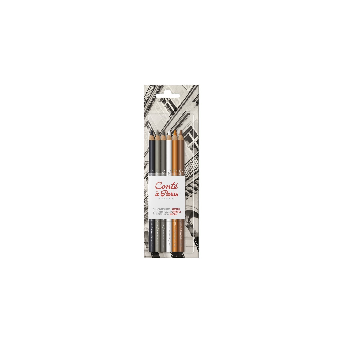 Conté à Paris Sketching Pencils, Assorted Colors, Set of 6