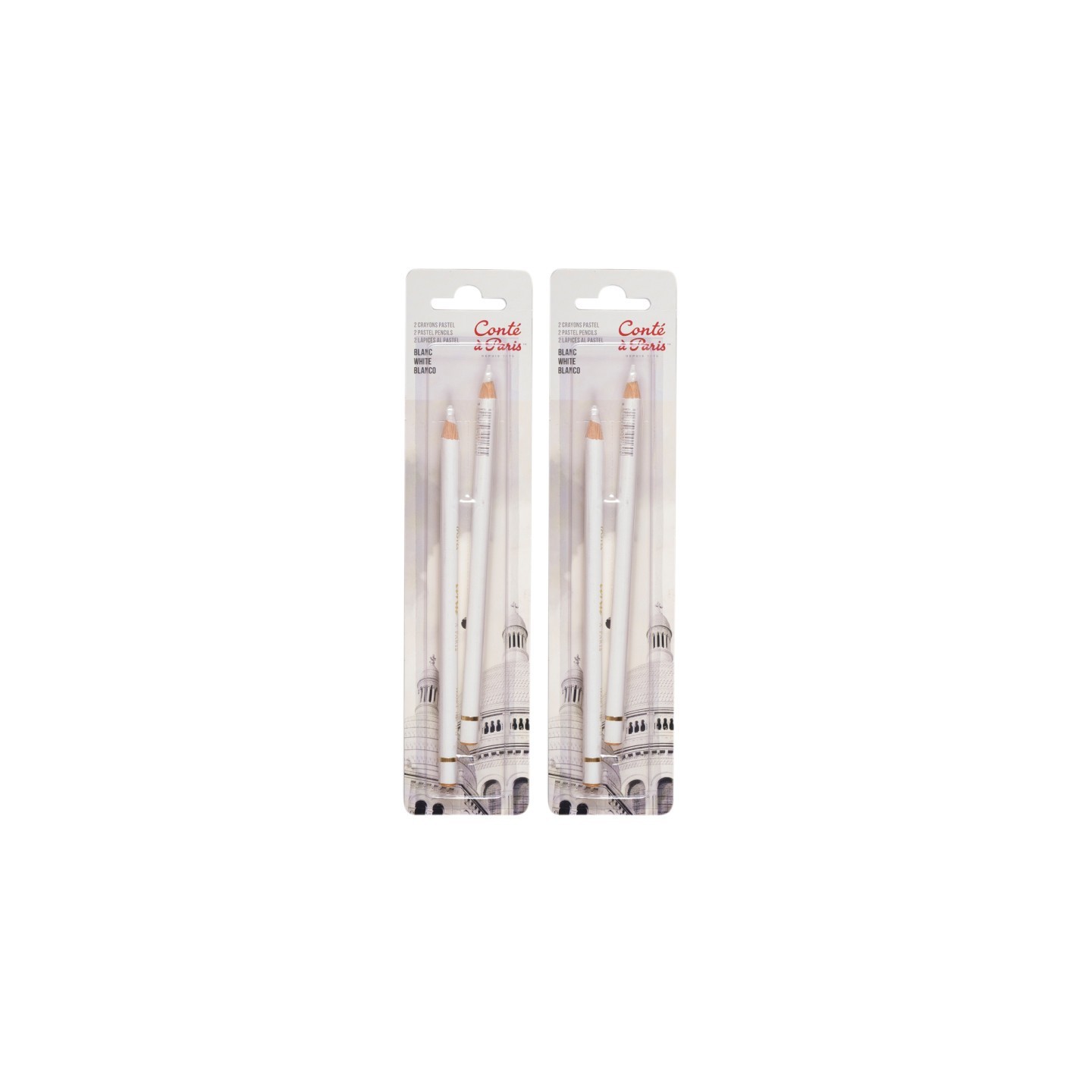Conté à Paris Pastel Pencils, White, 2 Per Pack, 2 Packs