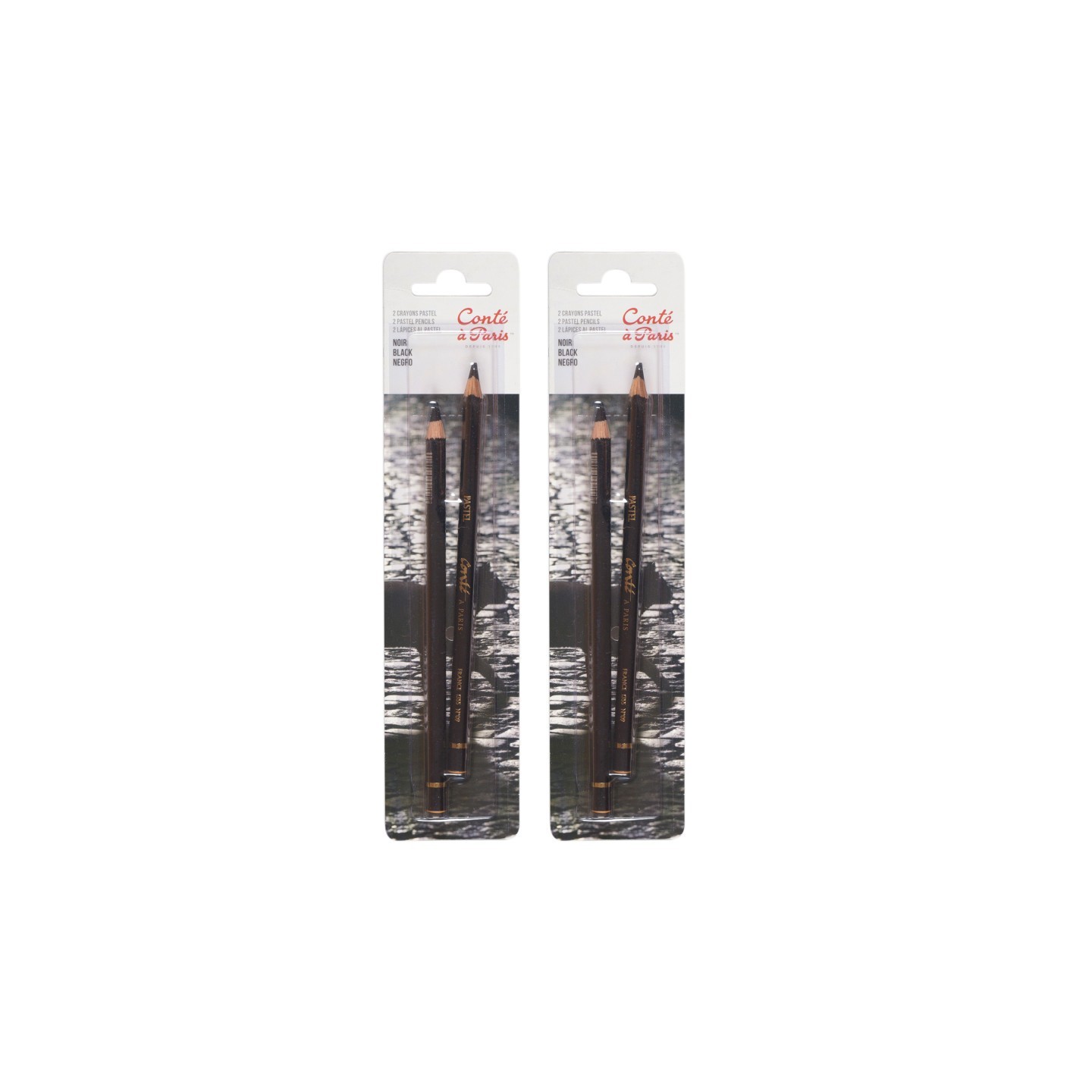 Conté à Paris Pastel Pencils, Black, 2 Per Pack, 2 Packs