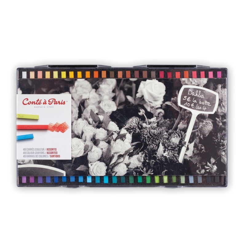 Conté à Paris Carrés Couleur Pastel Crayons, Assorted Colors, Set of 48