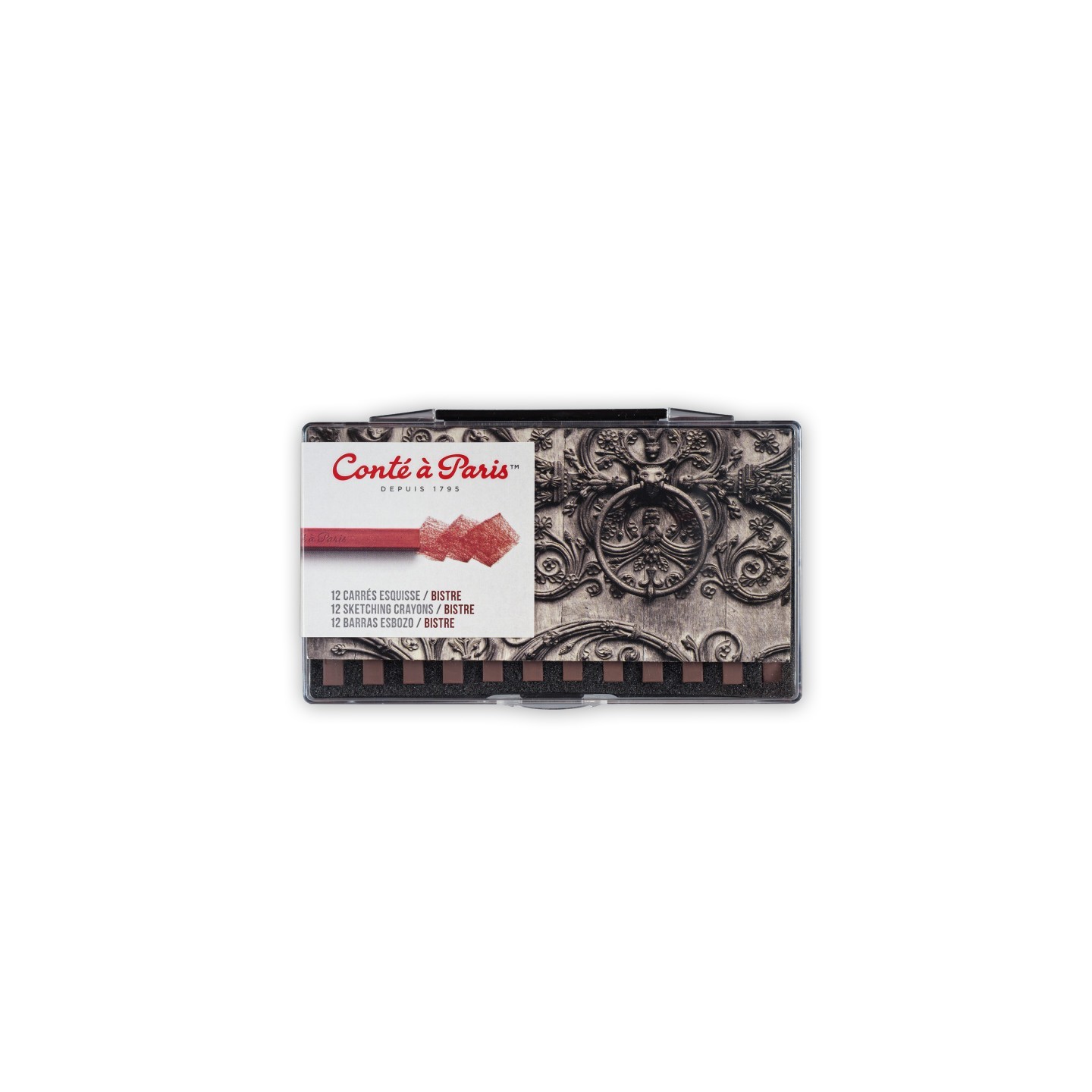 Conté à Paris Carrés Esquisse Sketching Pastel Crayons, Bistre (2340-01), Set of 12