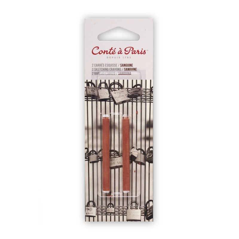 Conté à Paris Carrés Esquisse Sketching Pastel Crayons, Sanguine (2450), Pack of 2