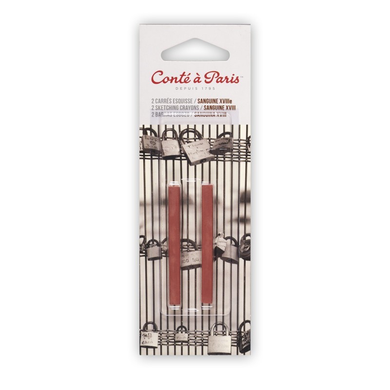 Conté à Paris Carrés Esquisse Sketching Pastel Crayons, Sanguine 18th Century (2451), Pack of 2