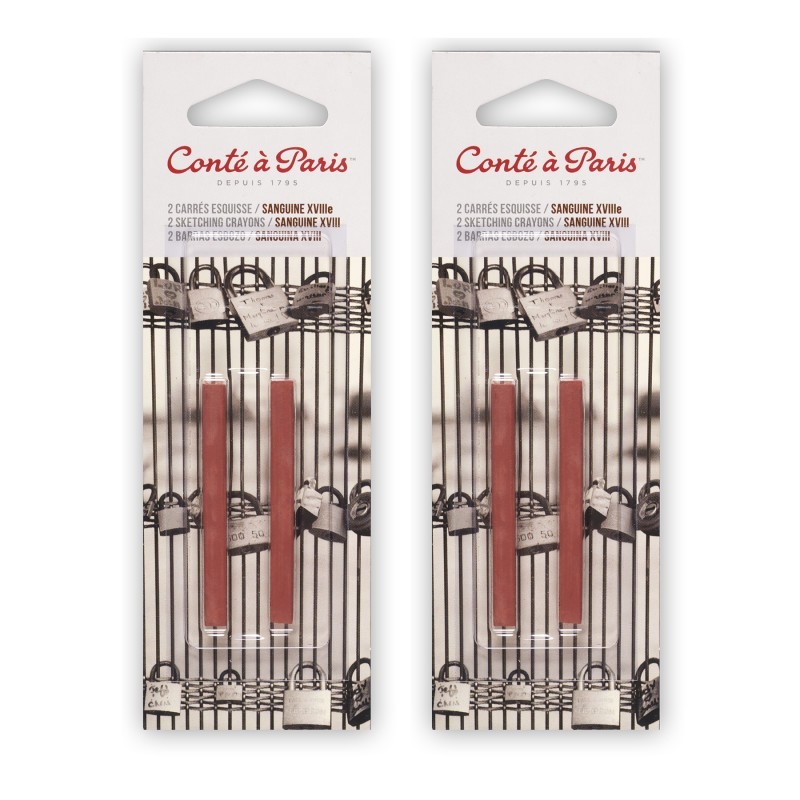 Conté à Paris Carrés Esquisse Sketching Pastel Crayons, Sanguine 18th Century (2451), 2 Per Pack, 2 Packs