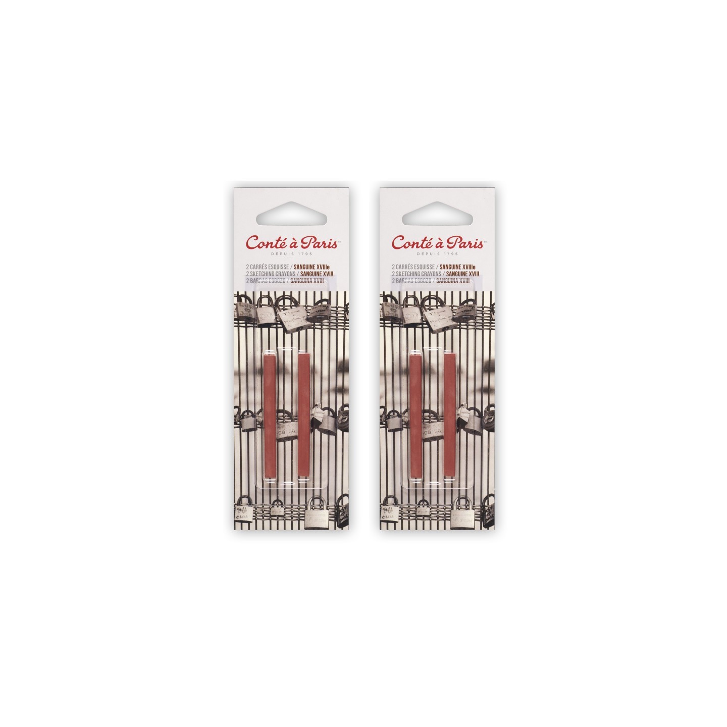 Conté à Paris Carrés Esquisse Sketching Pastel Crayons, Sanguine 18th Century (2451), 2 Per Pack, 2 Packs