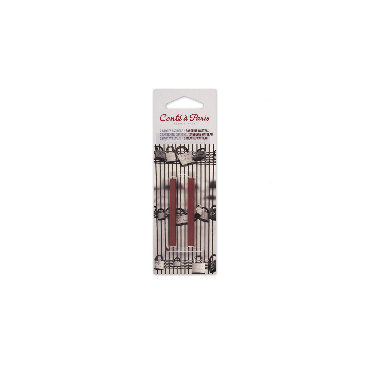 Conté à Paris Carrés Esquisse Sketching Pastel Crayons, Sanguine Watteau (2452), Pack of 2