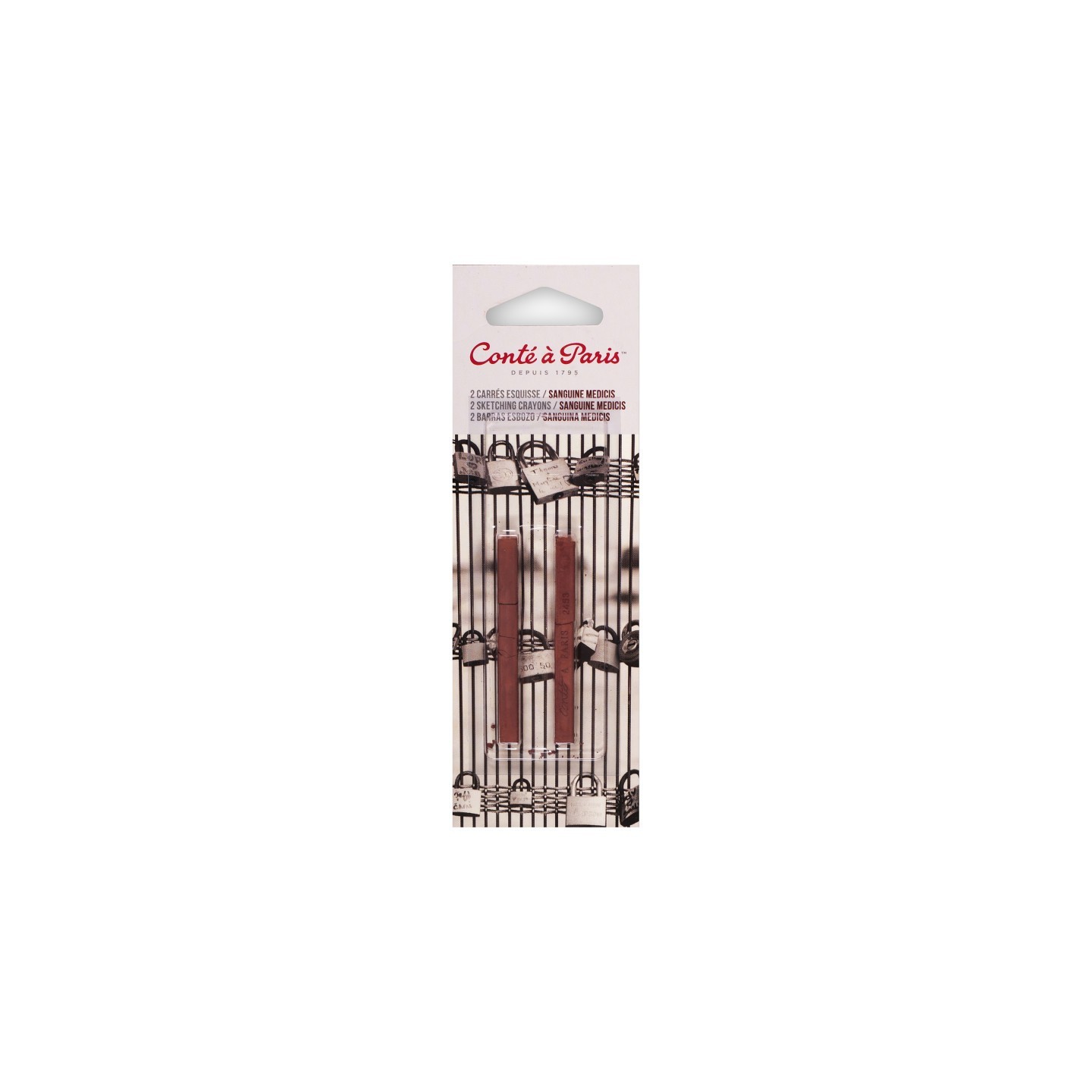 Conté à Paris Carrés Esquisse Sketching Pastel Crayons, Sanguine Medicis (2453), Pack of 2