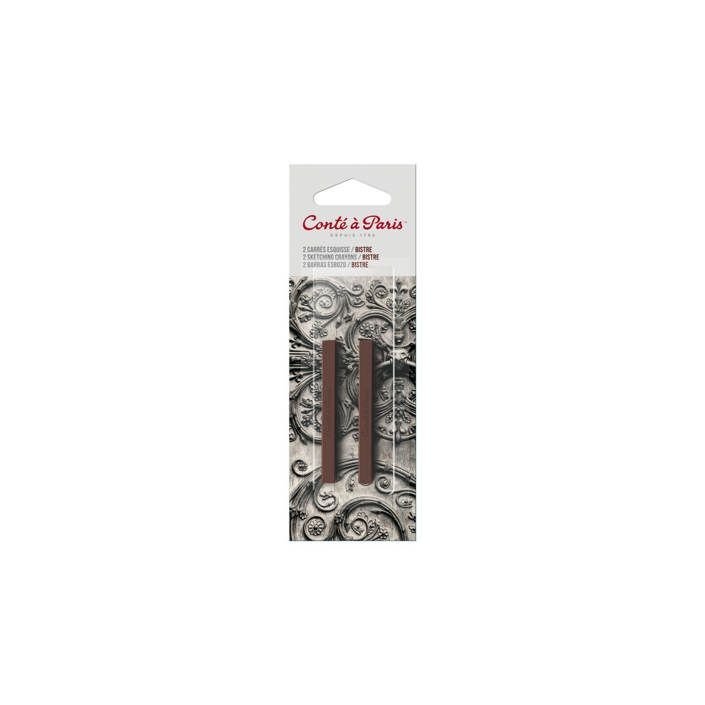 Conté à Paris Carrés Esquisse Sketching Pastel Crayons, Bistre (2340-01), Pack of 2