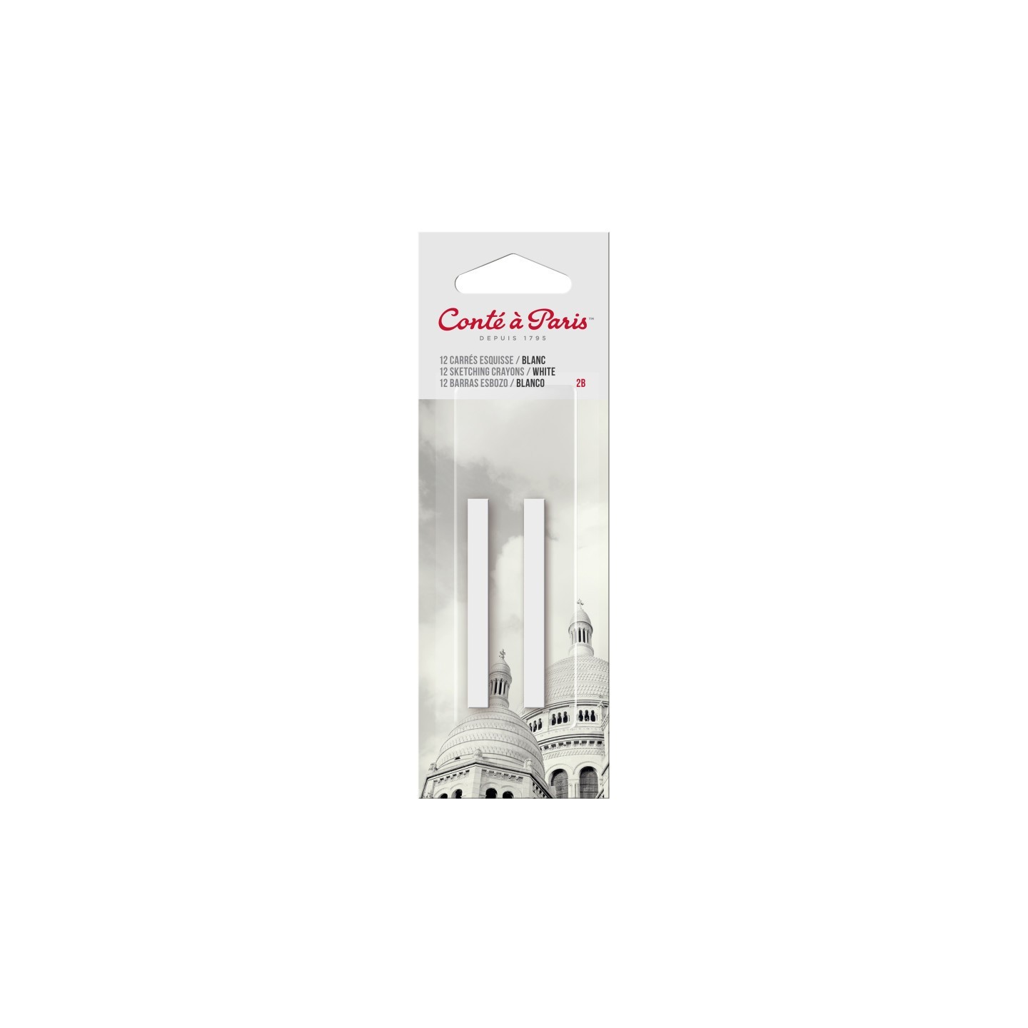 Conté à Paris Carrés Esquisse Sketching Pastel Crayons, White 2B, Pack of 2