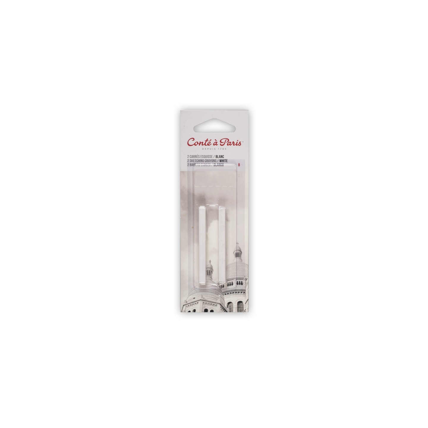 Conté à Paris Carrés Esquisse Sketching Pastel Crayons, White B, Pack of 2