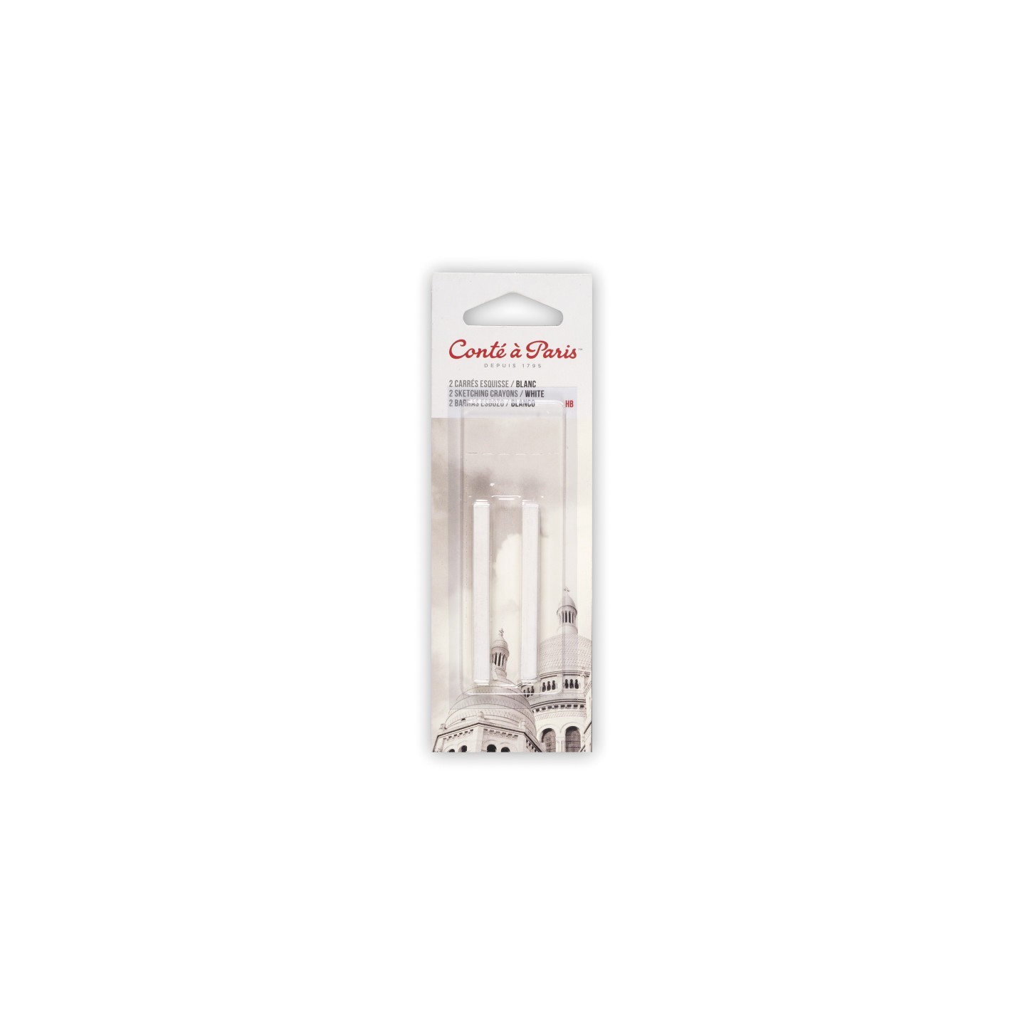 Conté à Paris Carrés Esquisse Sketching Pastel Crayons, White HB, Pack of 2