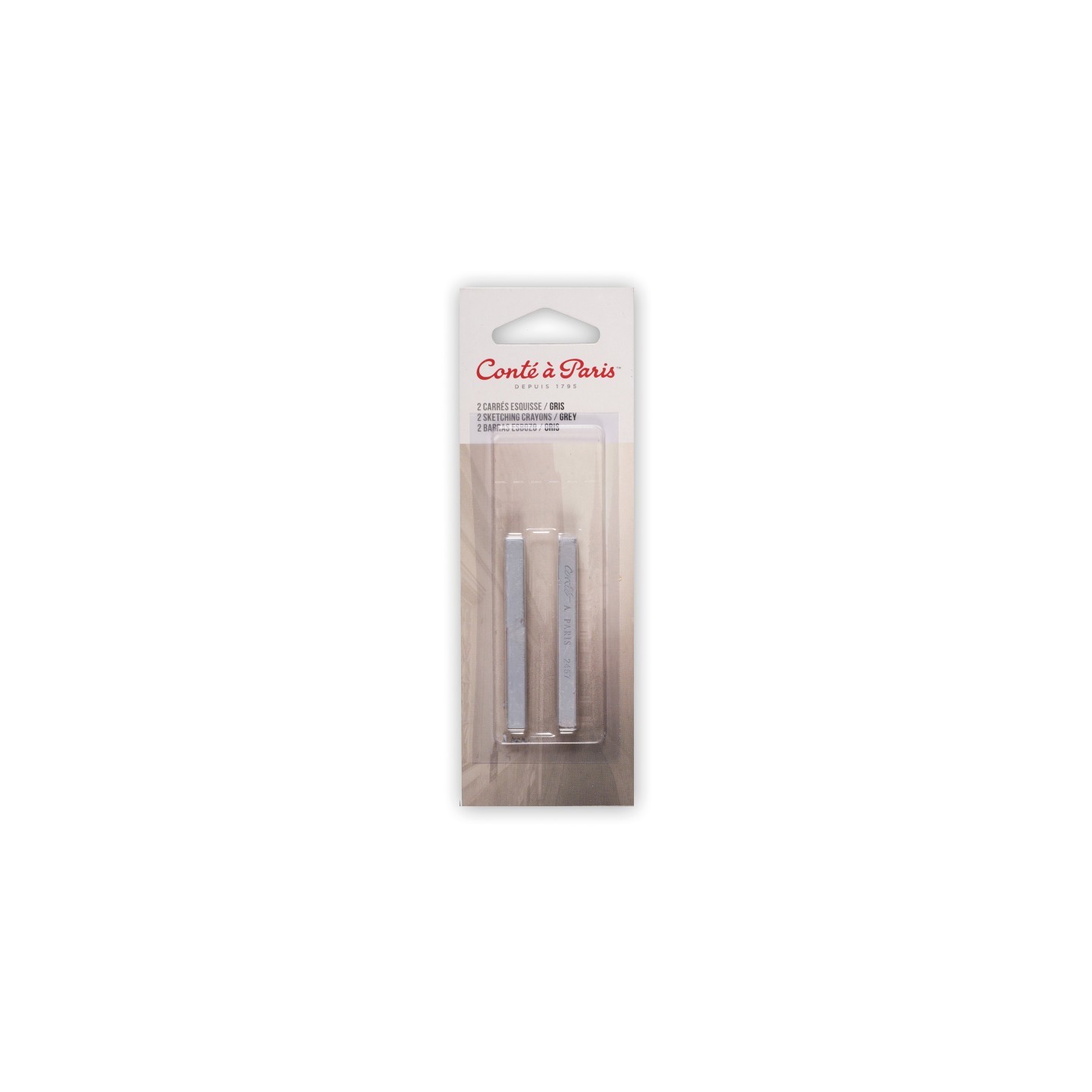 Conté à Paris Carrés Esquisse Sketching Pastel Crayons, Grey (2457), Pack of 2