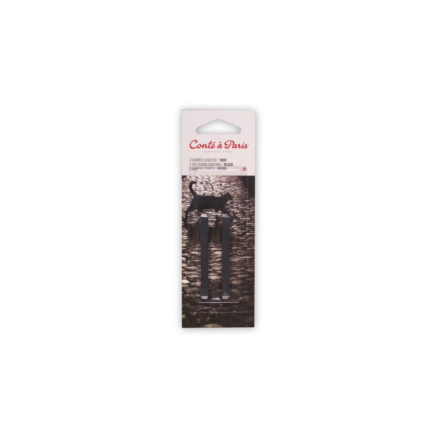 Conté à Paris Carrés Esquisse Sketching Pastel Crayons, Black 2B, Pack of 2