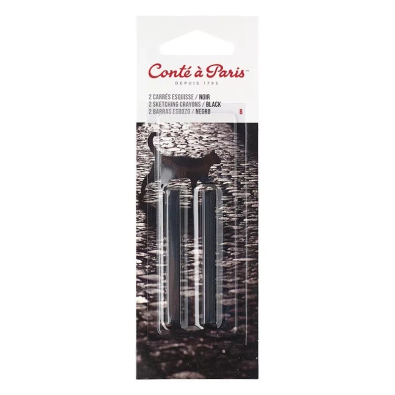Conté à Paris Carrés Esquisse Sketching Pastel Crayons, Black B, Pack of 2