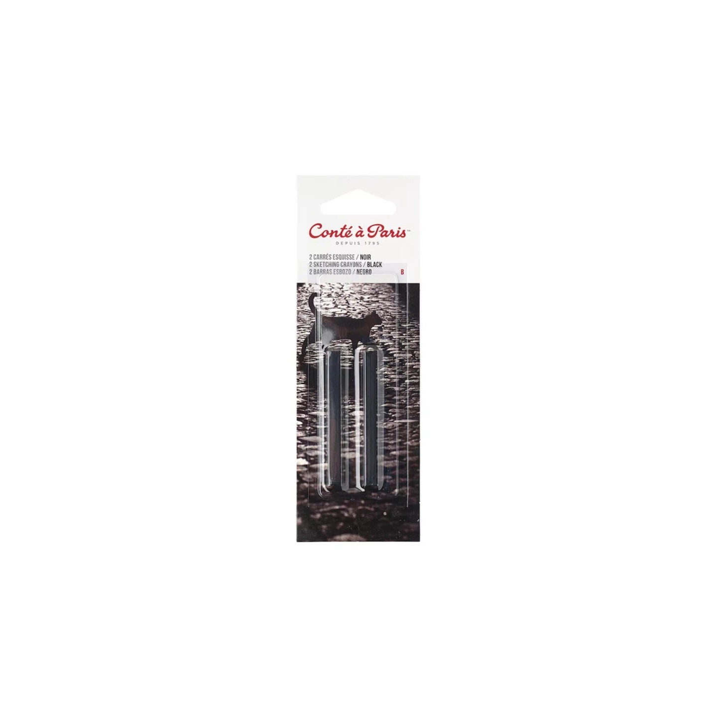 Conté à Paris Carrés Esquisse Sketching Pastel Crayons, Black B, Pack of 2