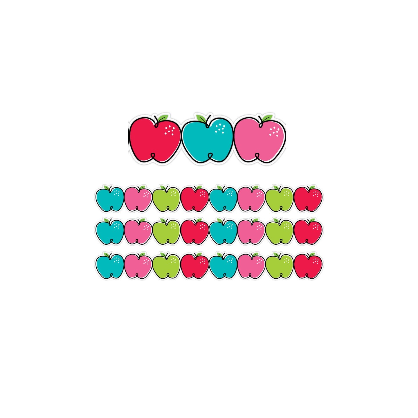 Creative Teaching Press® Doodle Apples EZ Border, 48 Feet, 3 Packs